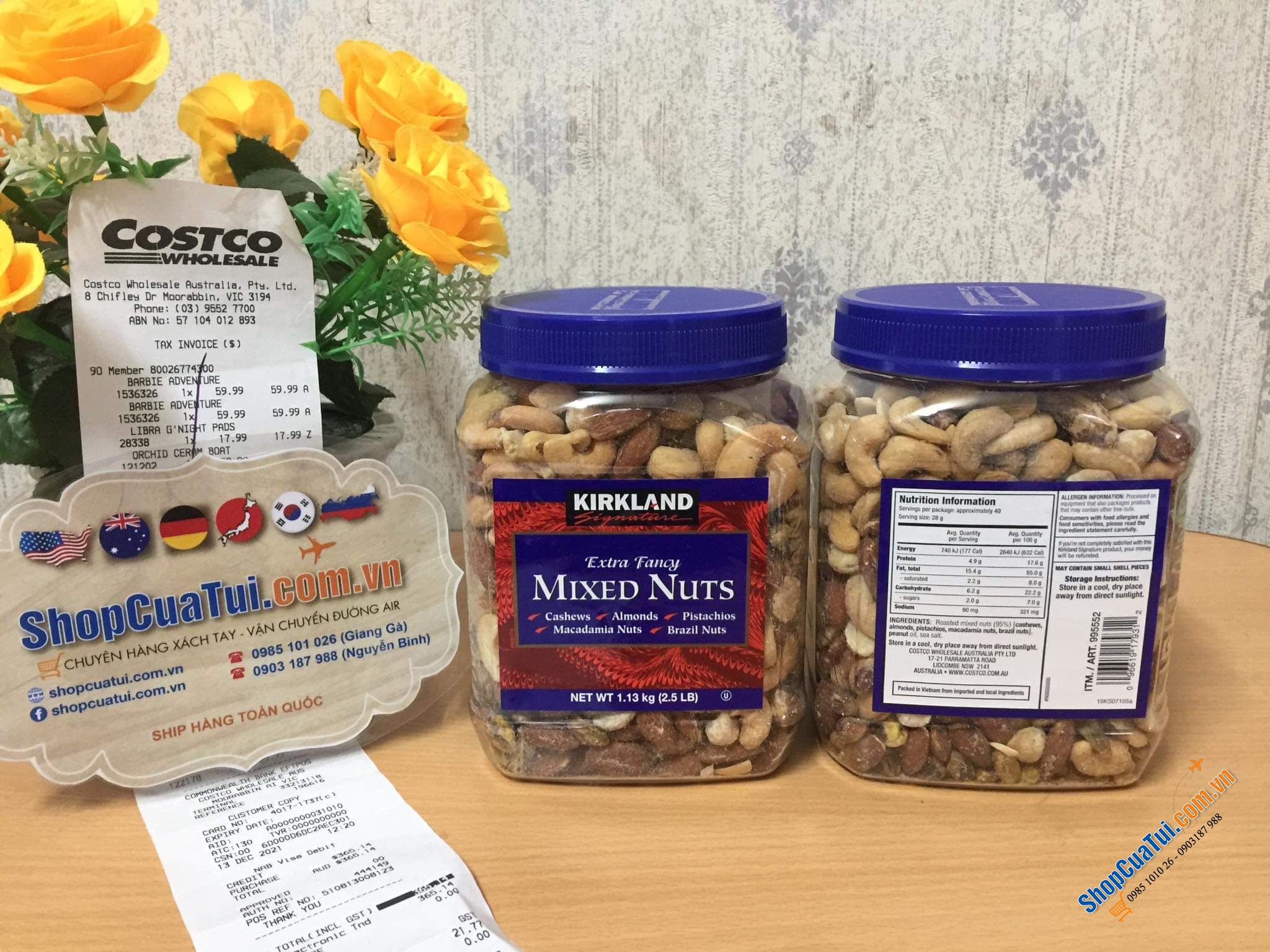 Hạt hỗn hợp Kirkland Signature Extra Fancy Mixed Nuts có muối 1.13kg