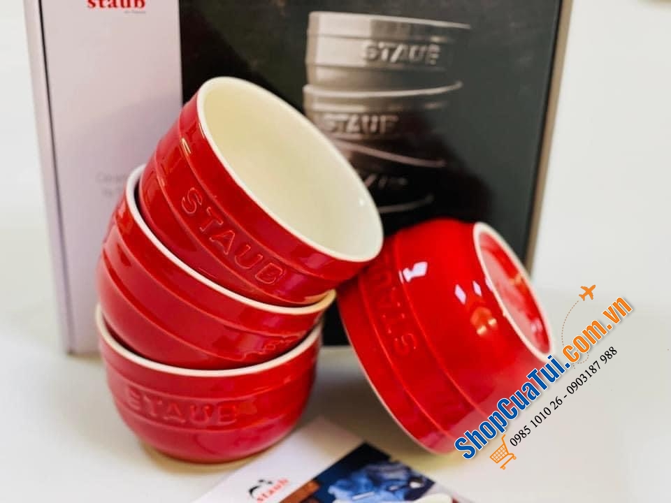 SET 4 bát NƯỚC CHẤM STAUB MÀU ĐỎ CHERRY - KÈM HỘP CHÍNH HÃNG TẶNG siêu đẹp