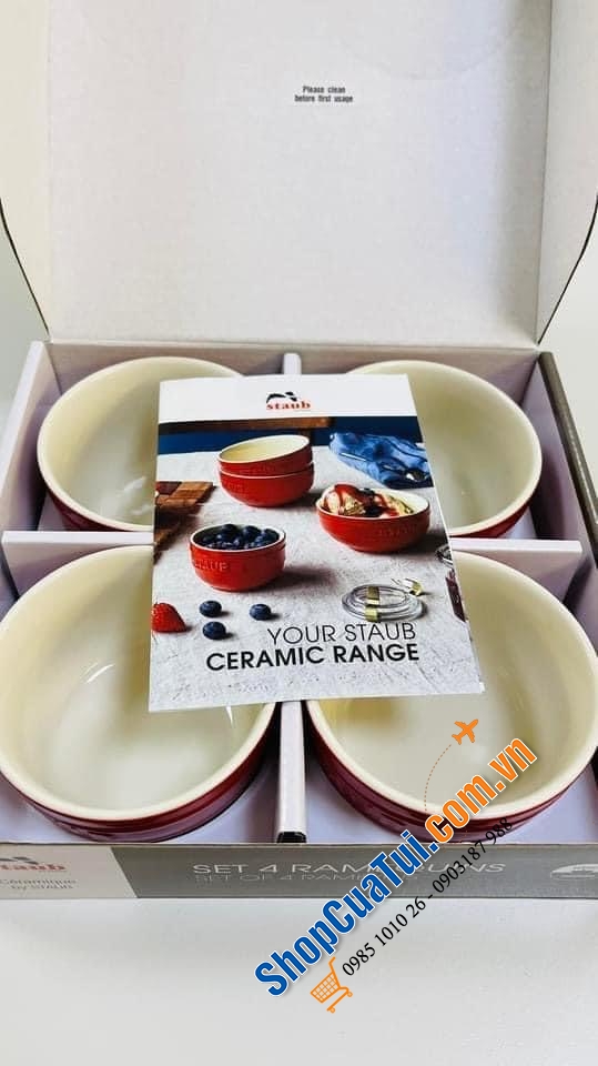 SET 4 bát NƯỚC CHẤM STAUB MÀU ĐỎ CHERRY - KÈM HỘP CHÍNH HÃNG TẶNG siêu đẹp