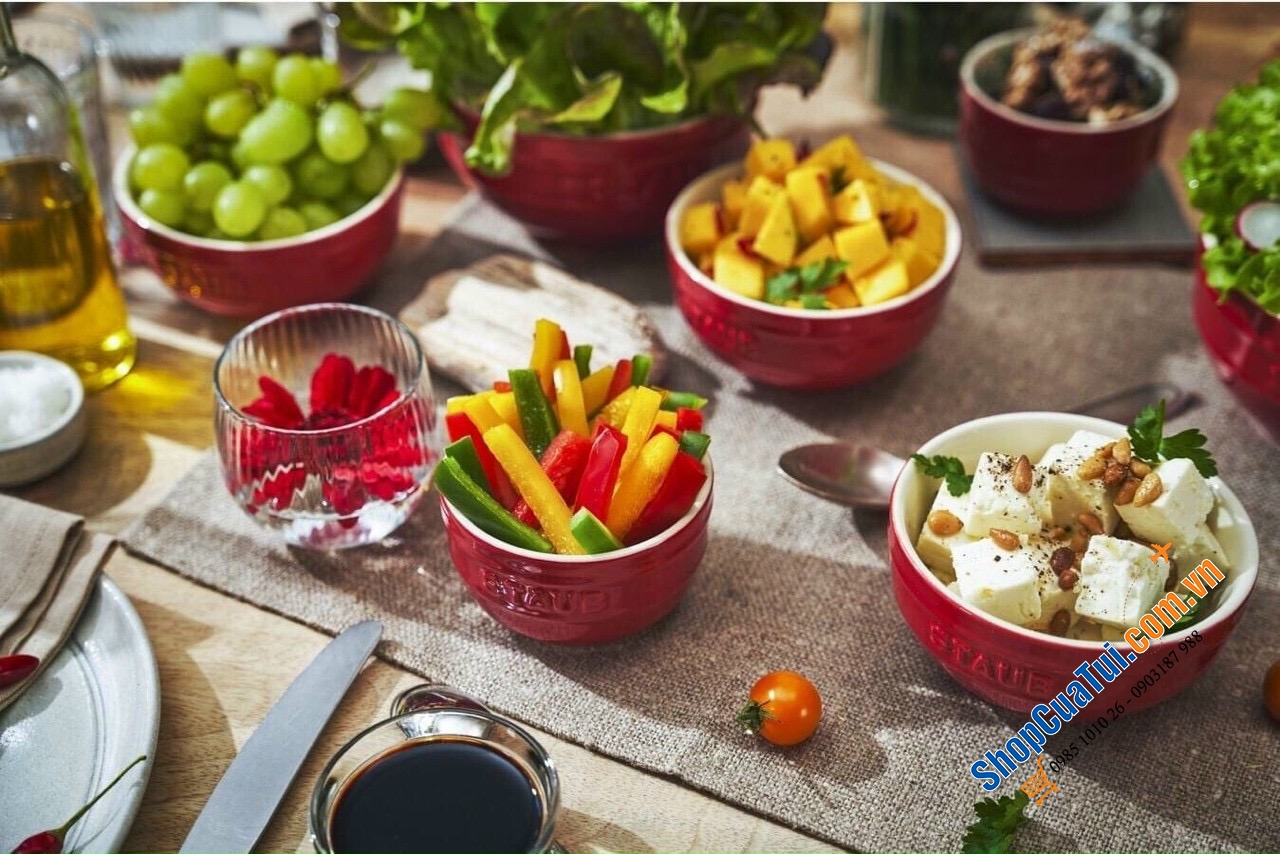 SET 4 bát NƯỚC CHẤM STAUB MÀU ĐỎ CHERRY - KÈM HỘP CHÍNH HÃNG TẶNG siêu đẹp