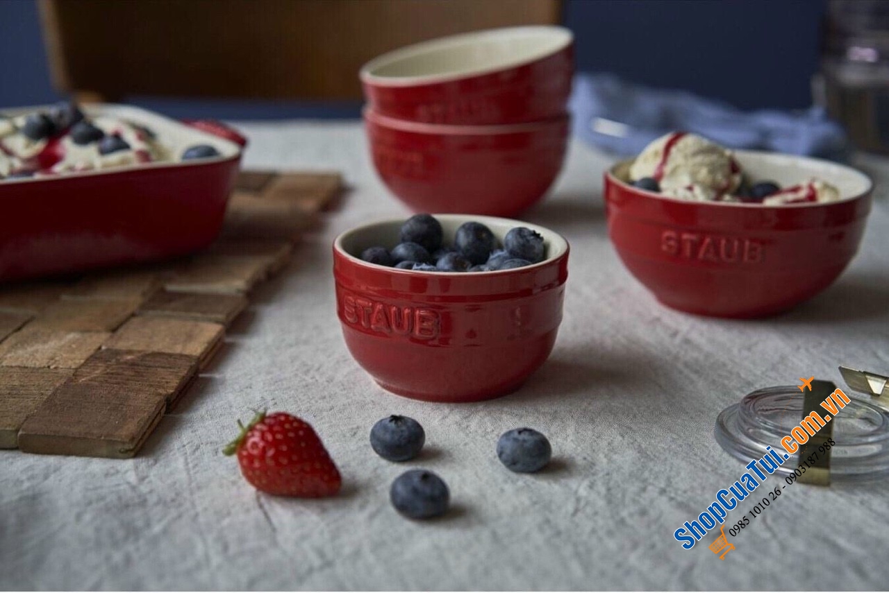SET 4 bát NƯỚC CHẤM STAUB MÀU ĐỎ CHERRY - KÈM HỘP CHÍNH HÃNG TẶNG siêu đẹp