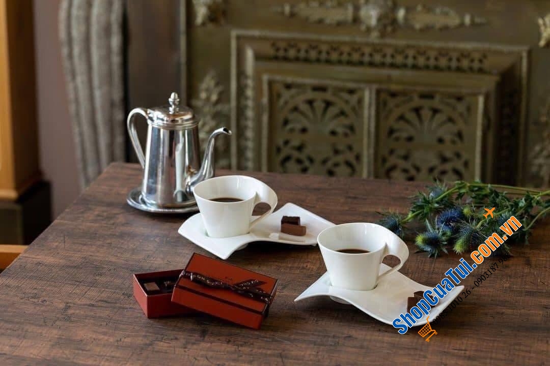 Sét uống trà hoặc cafe 6 món Villeroy-Boch  (Bao gồm 2 cốc 350ml , 2 thìa, 2 đĩa) uống cà phê