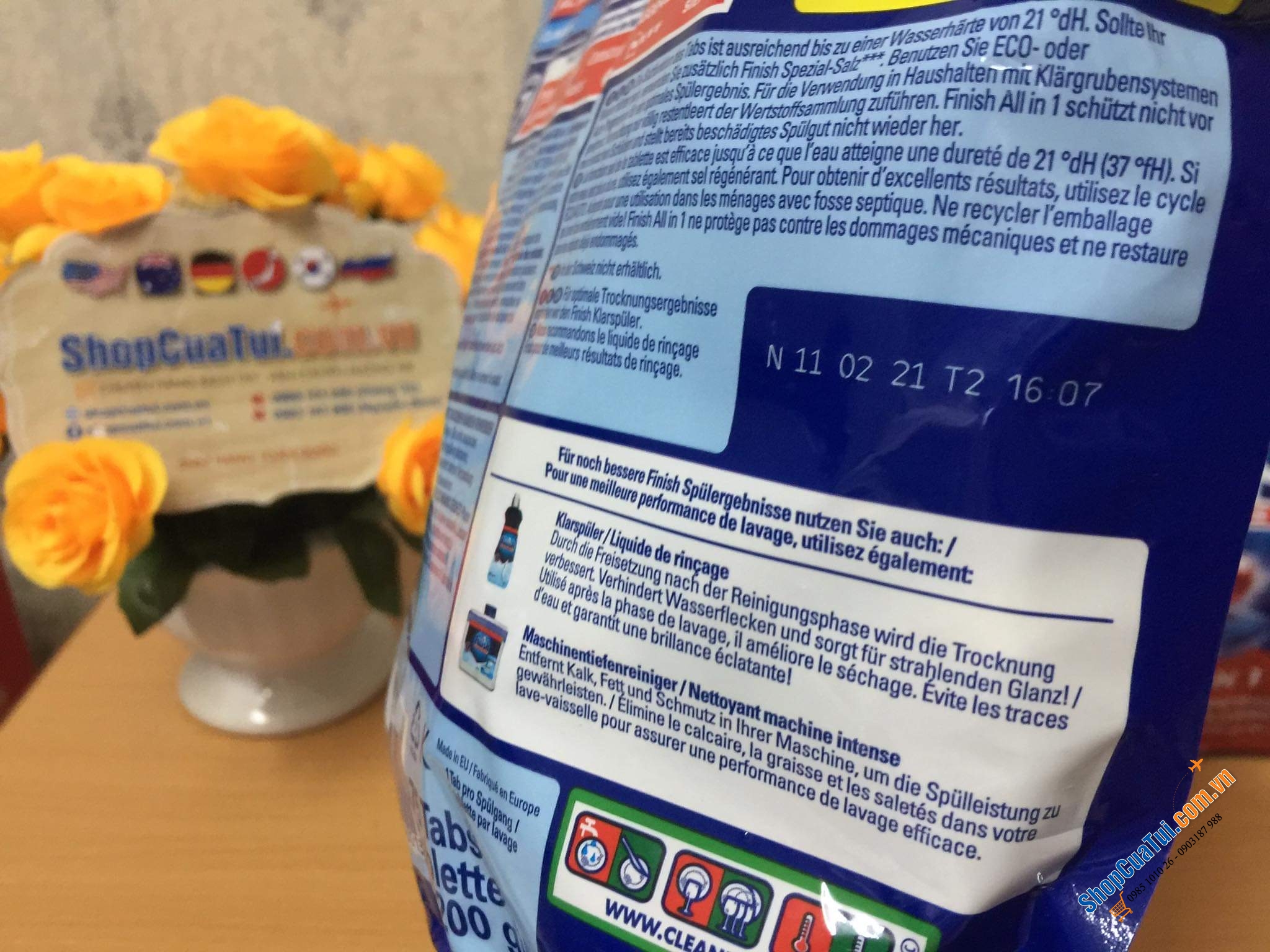 VIÊN RỬA BÁT TỔNG HỢP FINISH ALL IN ONE túi 75 viên DÀNH CHO MÁY RỬA BÁT, ĐỨC