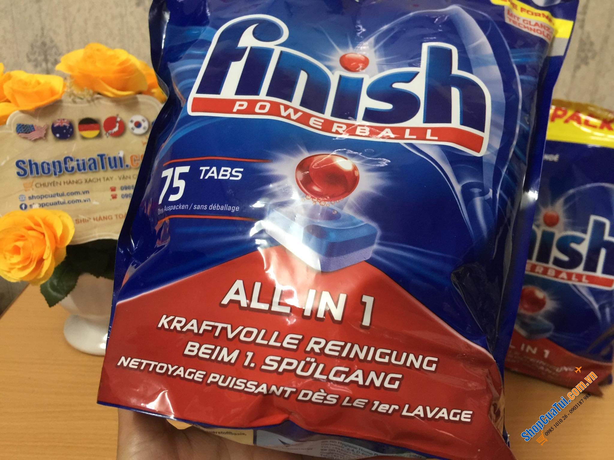 VIÊN RỬA BÁT TỔNG HỢP FINISH ALL IN ONE túi 75 viên DÀNH CHO MÁY RỬA BÁT, ĐỨC