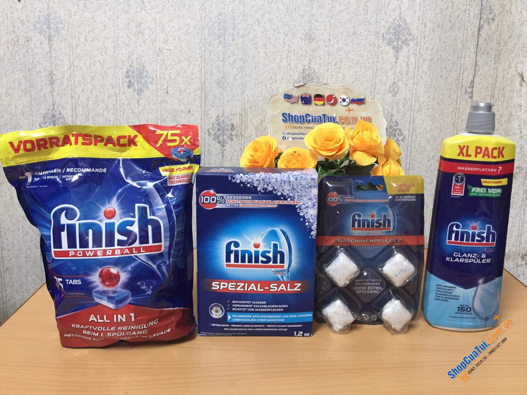 VIÊN RỬA BÁT TỔNG HỢP FINISH ALL IN ONE túi 75 viên DÀNH CHO MÁY RỬA BÁT, ĐỨC