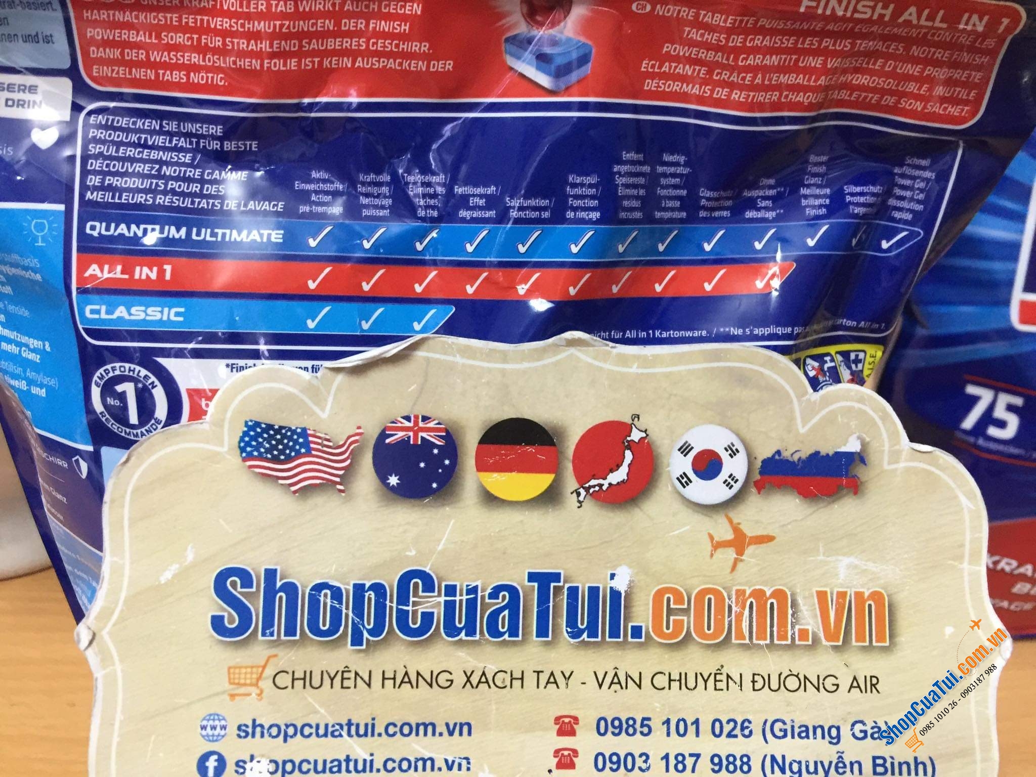 VIÊN RỬA BÁT TỔNG HỢP FINISH ALL IN ONE túi 75 viên DÀNH CHO MÁY RỬA BÁT, ĐỨC