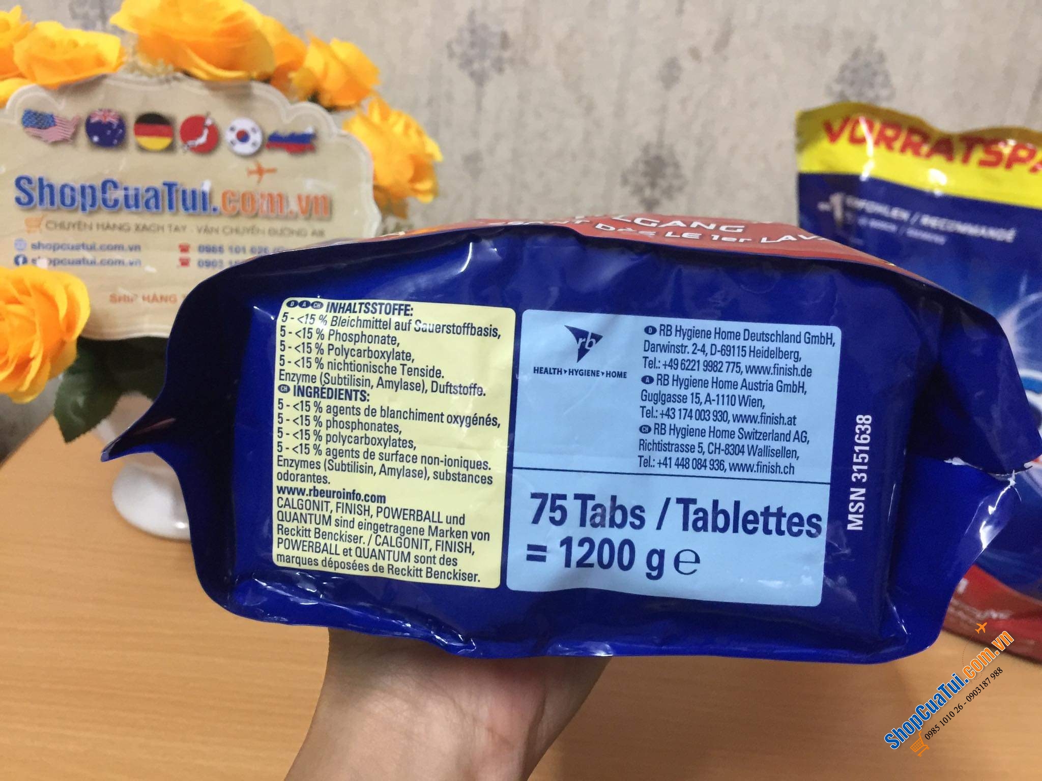 VIÊN RỬA BÁT TỔNG HỢP FINISH ALL IN ONE túi 75 viên DÀNH CHO MÁY RỬA BÁT, ĐỨC