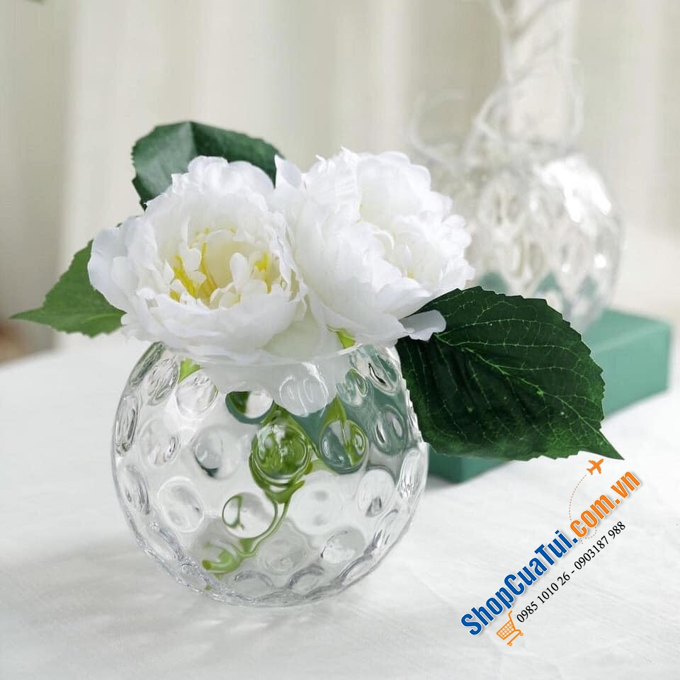 Lọ hoa pha Lê tròn Egermann (Lọ hoa quả cầu) - Made in EU (Séc) - 17cm