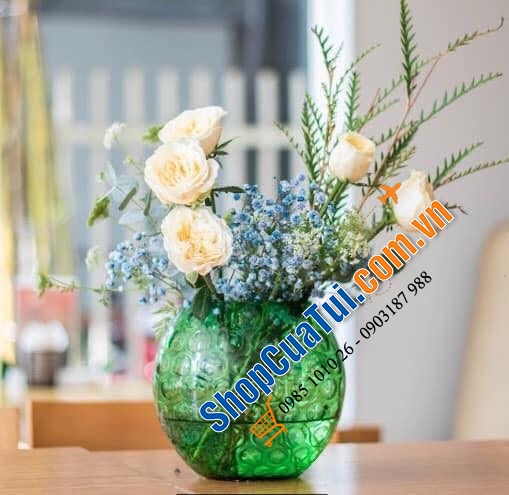 Lọ hoa pha Lê tròn Egermann (Lọ hoa quả cầu) - Made in EU (Séc) - 17cm