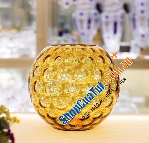 Lọ hoa pha Lê tròn Egermann (Lọ hoa quả cầu) - Made in EU (Séc) - 17cm
