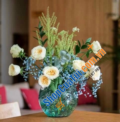 Lọ hoa pha Lê tròn Egermann (Lọ hoa quả cầu) - Made in EU (Séc) - 17cm