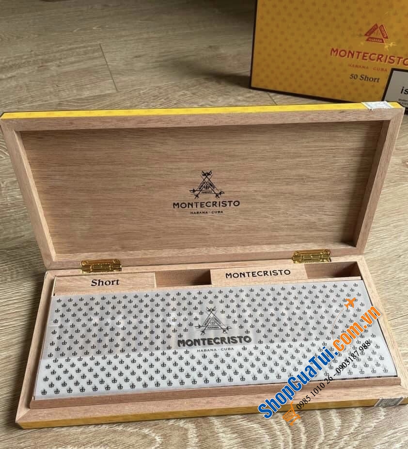 Xì gà cigar MONTECRISTO 50 SHORT HỘP SƠN MÀI - Phiên bản giới hạn 2022 - Mua biếu Tết sang xịn mịn