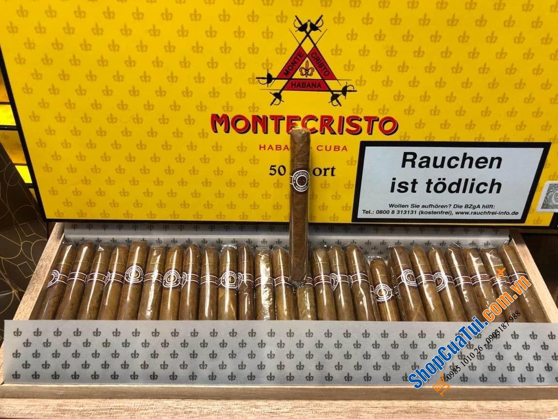 Xì gà cigar MONTECRISTO 50 SHORT HỘP SƠN MÀI - Phiên bản giới hạn 2022 - Mua biếu Tết sang xịn mịn