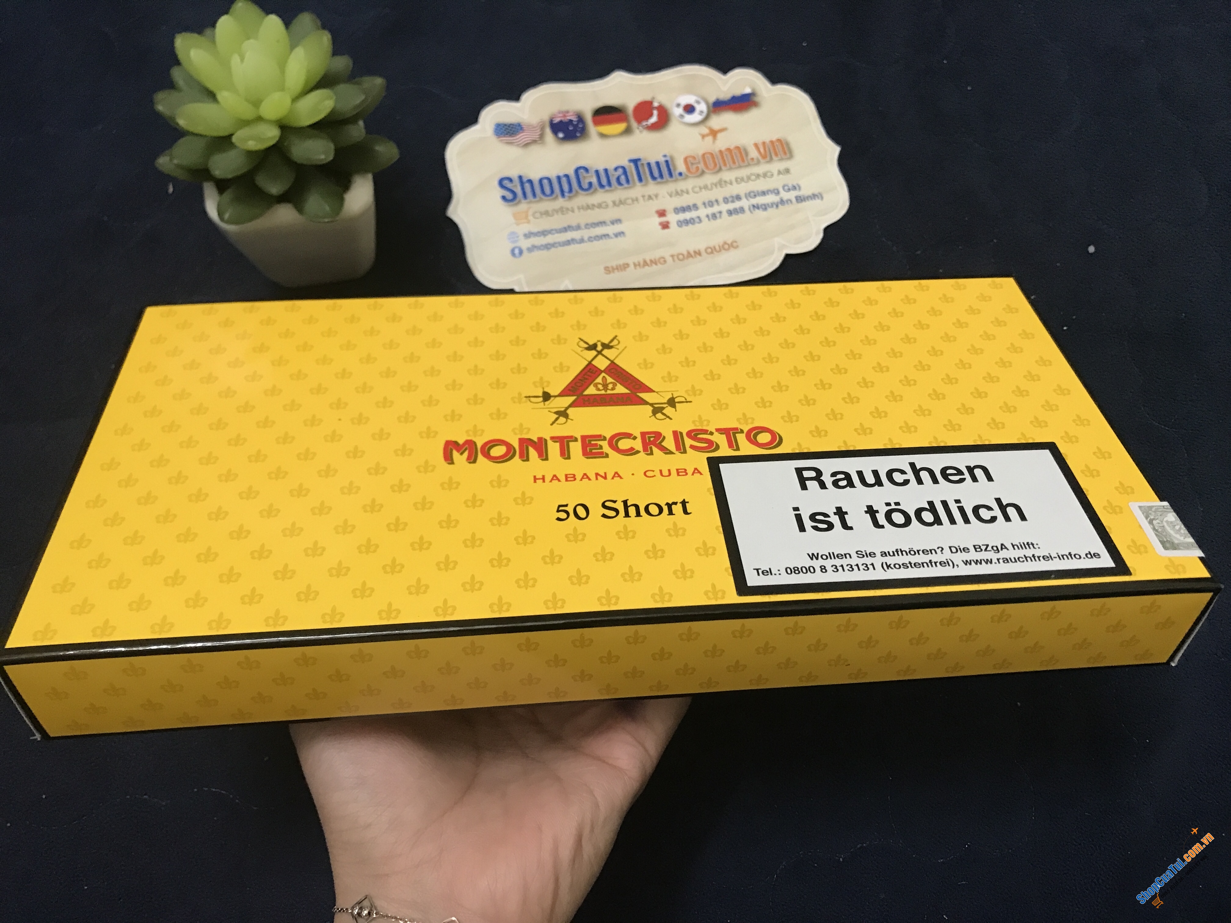 Xì gà cigar MONTECRISTO 50 SHORT HỘP SƠN MÀI - Phiên bản giới hạn 2022 - Mua biếu Tết sang xịn mịn