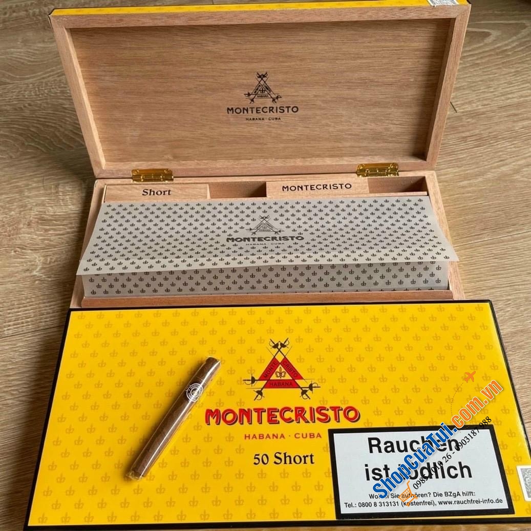 Xì gà cigar MONTECRISTO 50 SHORT HỘP SƠN MÀI - Phiên bản giới hạn 2022 - Mua biếu Tết sang xịn mịn