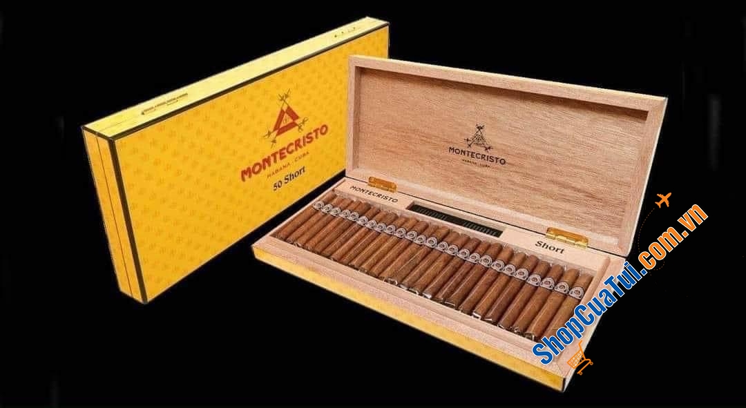 Xì gà cigar MONTECRISTO 50 SHORT HỘP SƠN MÀI - Phiên bản giới hạn 2022 - Mua biếu Tết sang xịn mịn