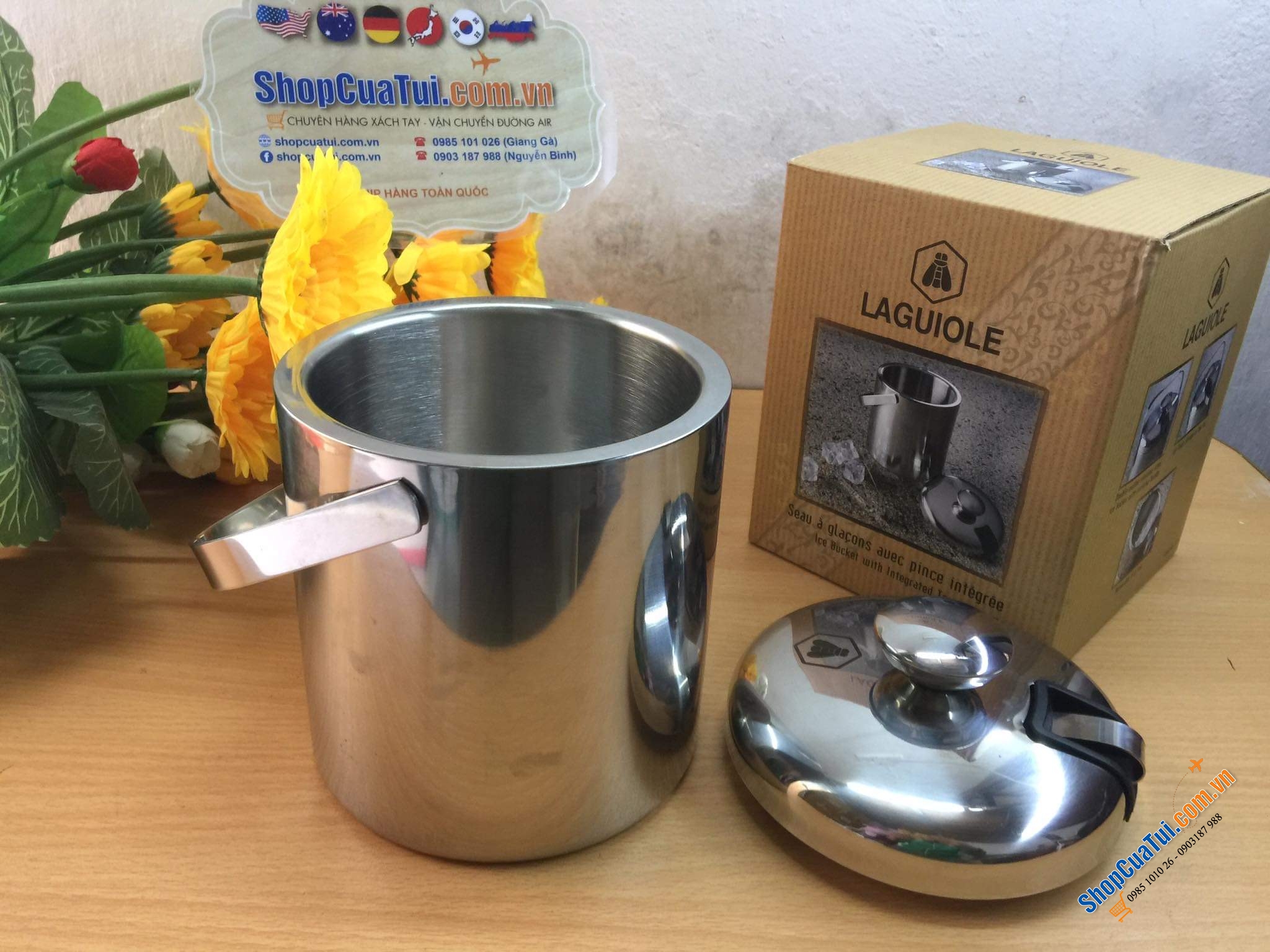 Xô đá - Xô đựng đá Laguiole - thương hiệu nổi tiếng của Pháp về phụ kiện nhà bếp, rượu