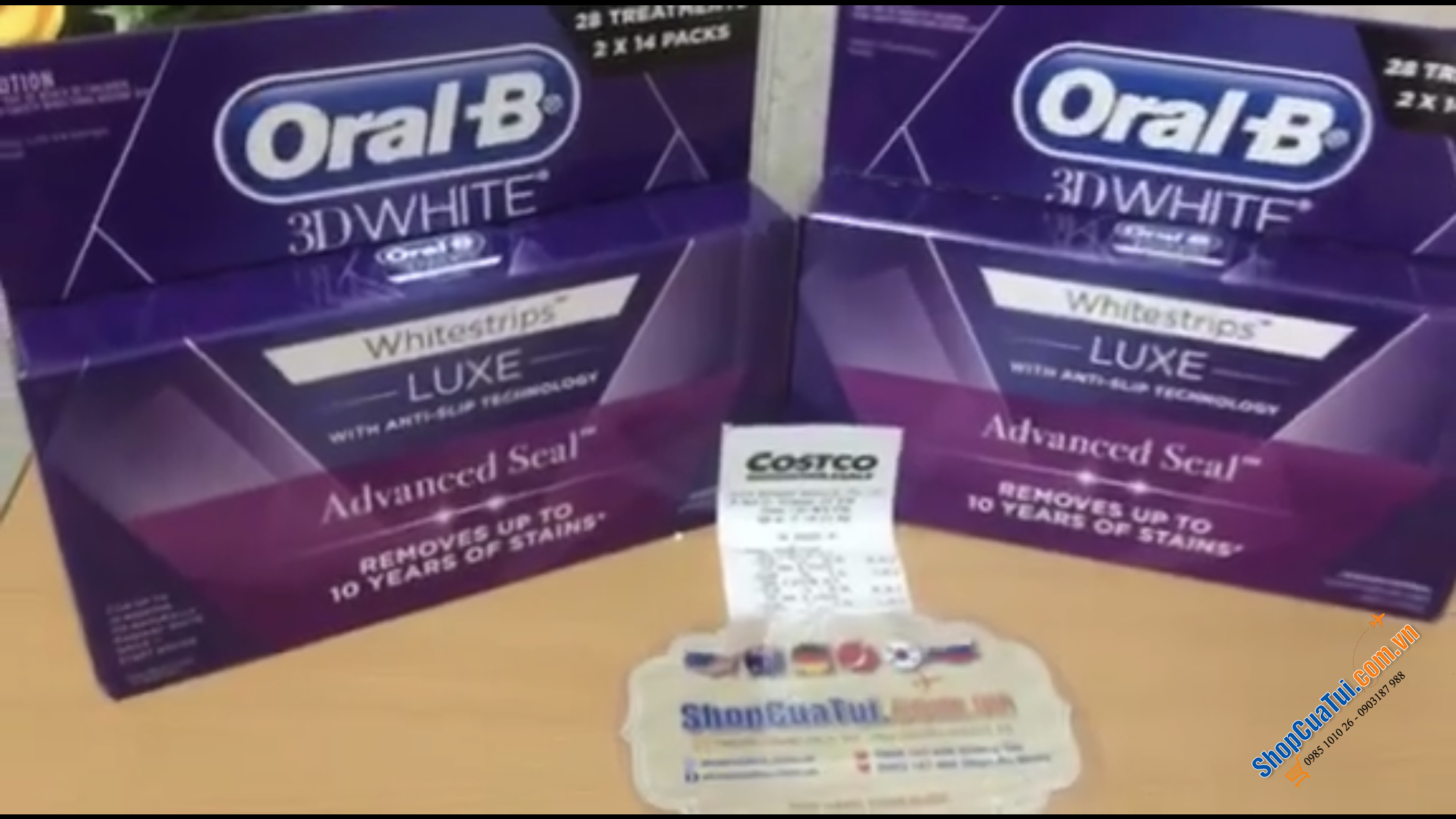 Miếng dán trắng răng Oral-B 3D White Luxe Advance Seal 2x14 Packs Whitening Treatments hộp vuông to (2 x 14 gói)