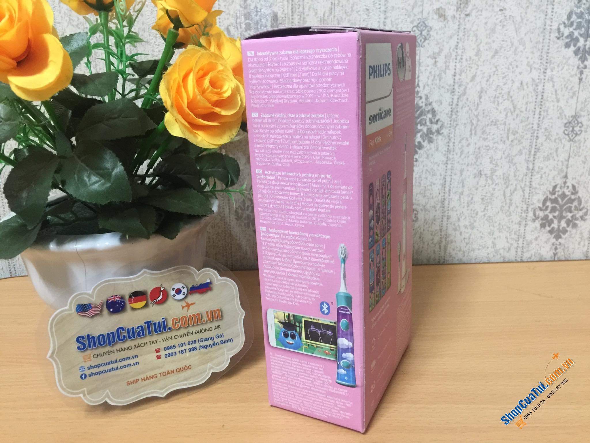 Bàn chải đánh răng điện trẻ em Philips Sonicare HX6352/42 màu hồng.