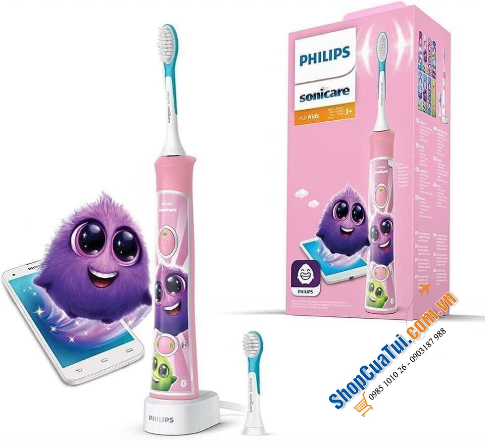 Bàn chải đánh răng điện trẻ em Philips Sonicare HX6352/42 màu hồng.