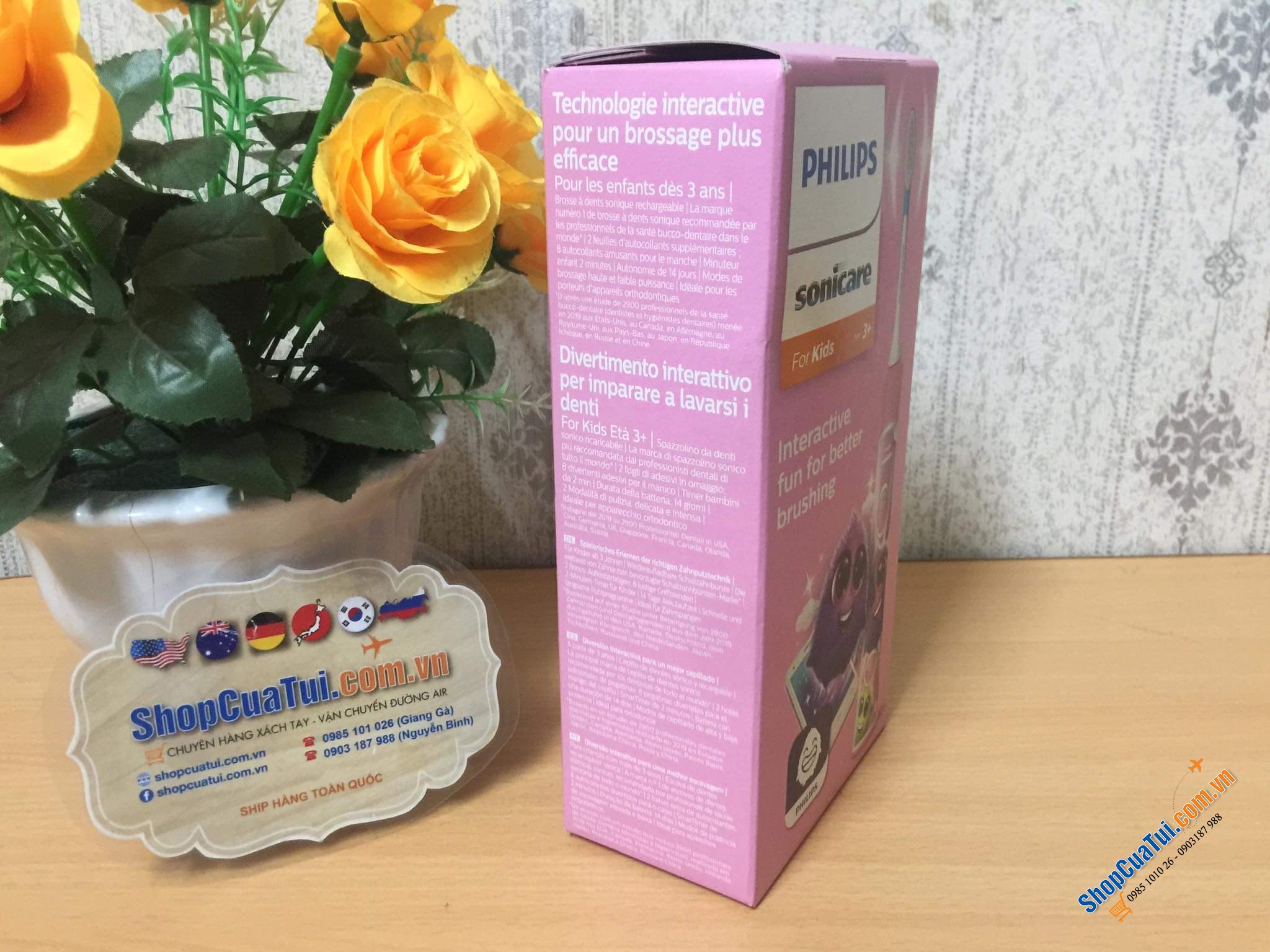 Bàn chải đánh răng điện trẻ em Philips Sonicare HX6352/42 màu hồng.