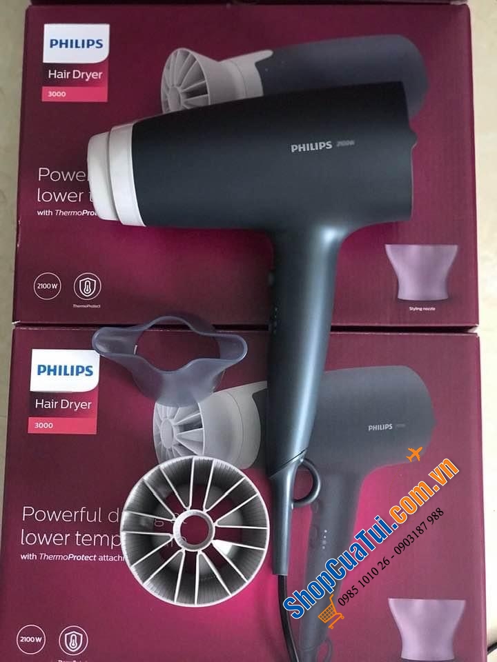 Máy sấy tóc Philips BHD351/10 màu xám 2100w với 6 chế độ sấy