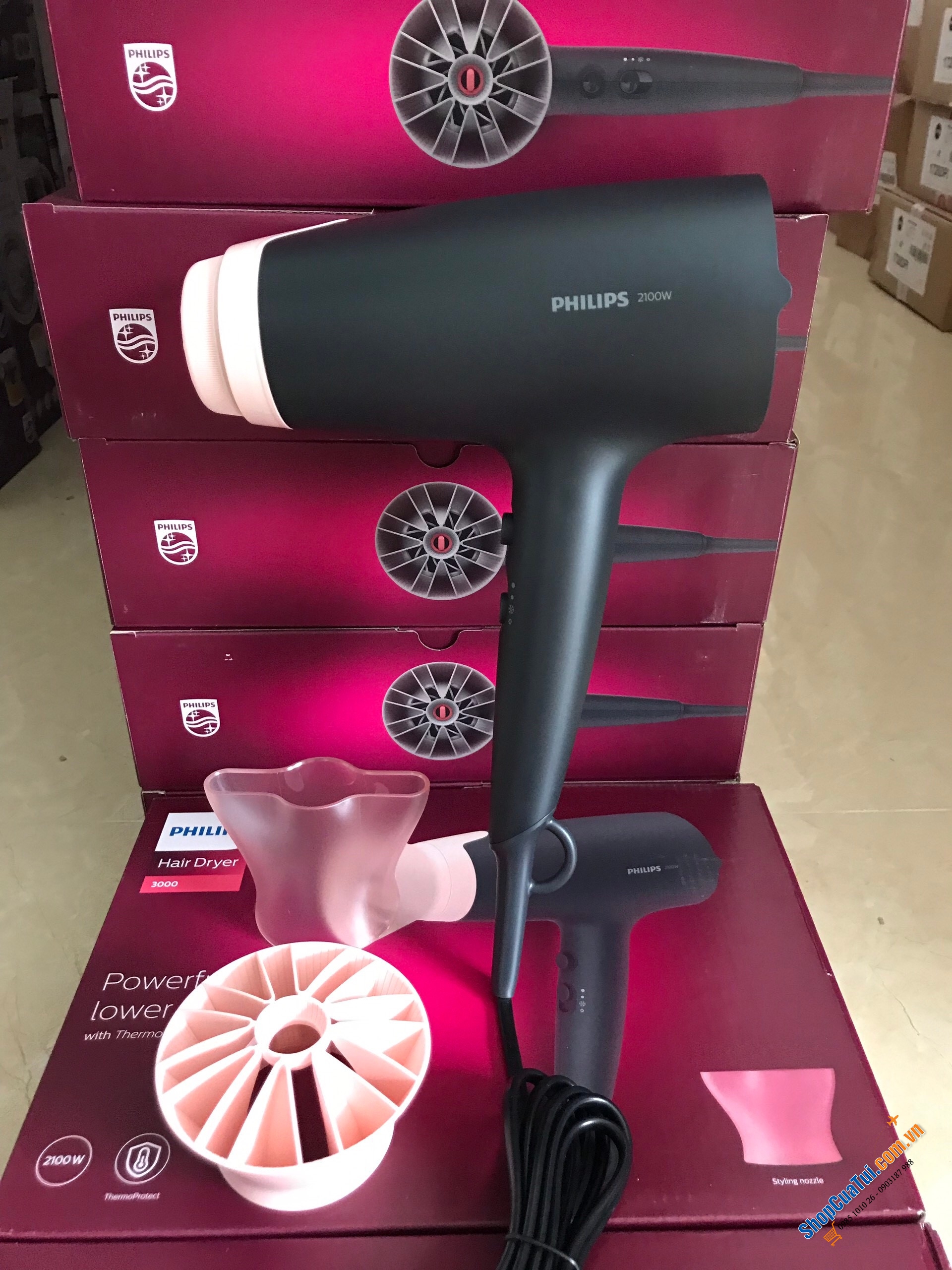 Máy sấy tóc Philips BHD351/10 màu xám 2100w với 6 chế độ sấy