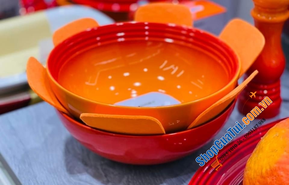 BÁT ĐỰNG CANH - SALAT LE CREUSET 24 CM MÀU CAM - ĐỎ - VÀNG - XANH DEEP TEAL - cầu vồng