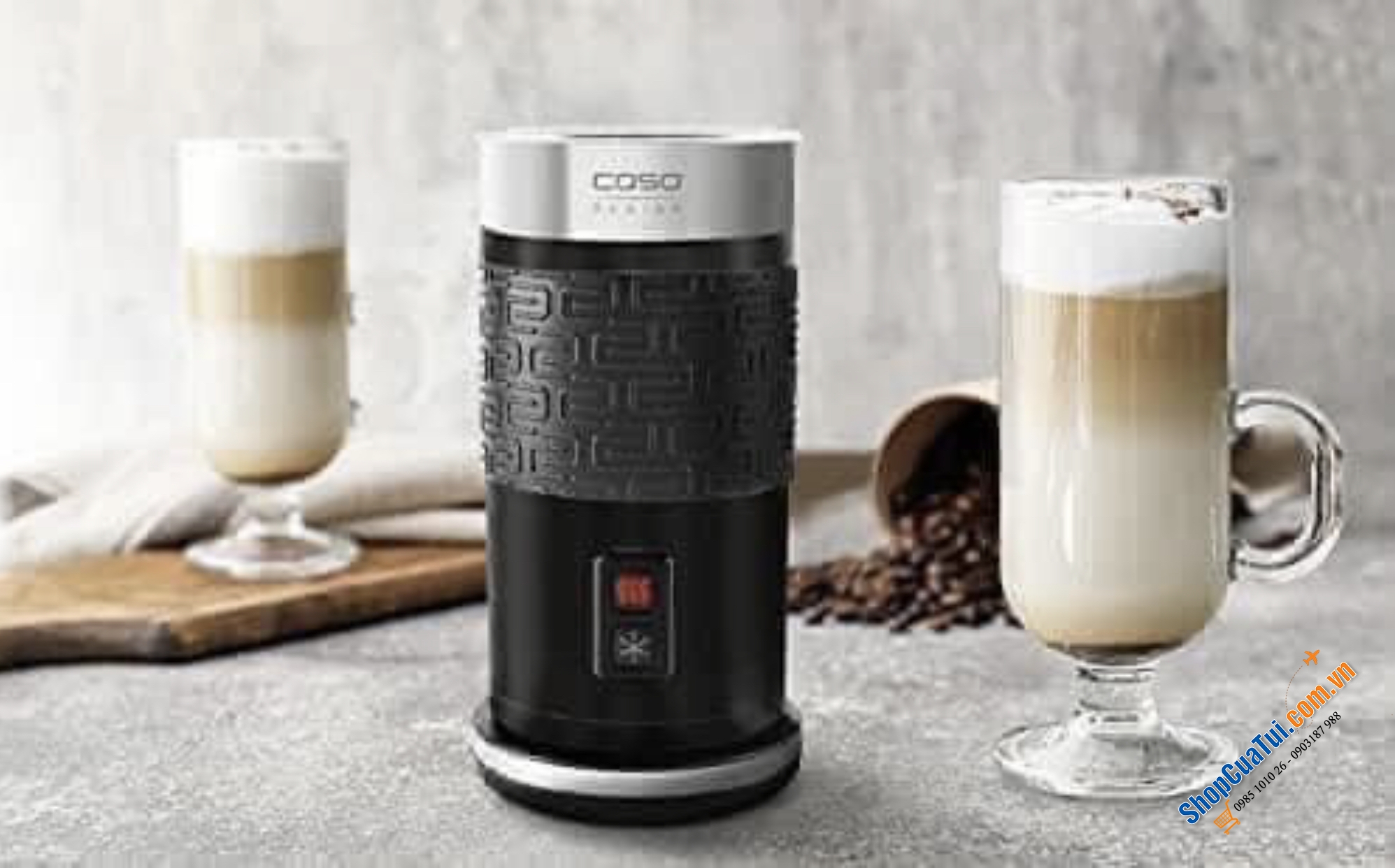 Máy đánh sữa Caso 1656 Domino Crema màu đen