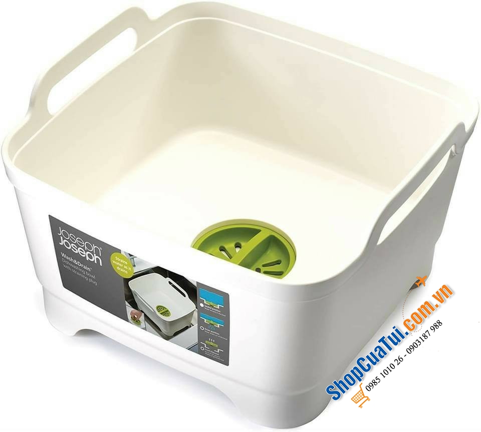 CHẬU RỬA THÔNG MINH JOSEPH JOSEPH MÀU TRẮNG - kích thước 31.1 x 30.5 x 20.3 cm, dung tích 8.9L