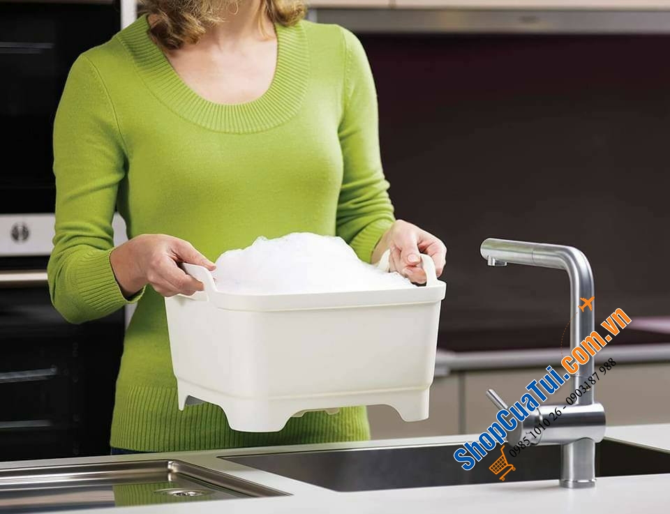 CHẬU RỬA THÔNG MINH JOSEPH JOSEPH MÀU TRẮNG - kích thước 31.1 x 30.5 x 20.3 cm, dung tích 8.9L
