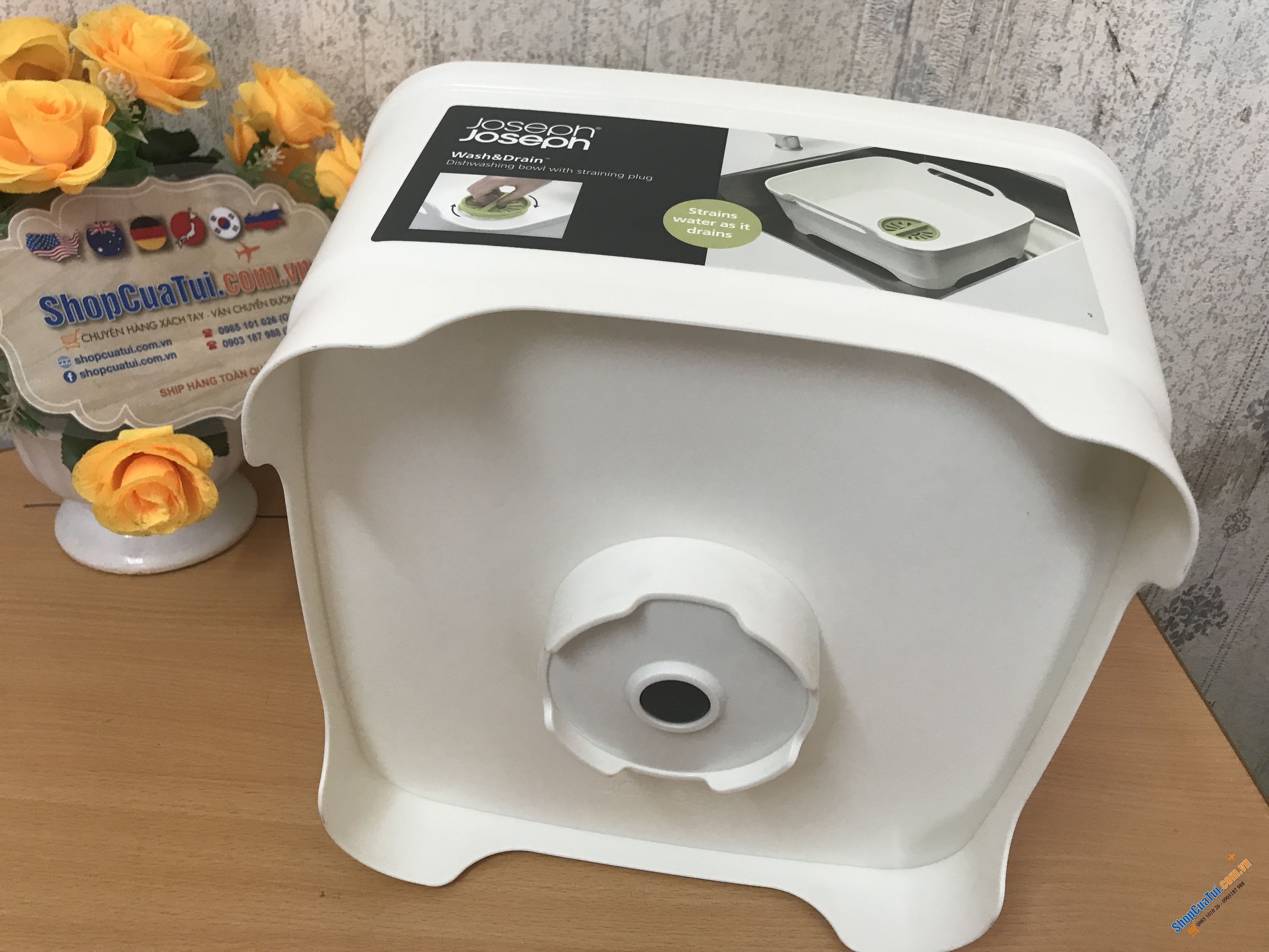 CHẬU RỬA THÔNG MINH JOSEPH JOSEPH MÀU TRẮNG - kích thước 31.1 x 30.5 x 20.3 cm, dung tích 8.9L