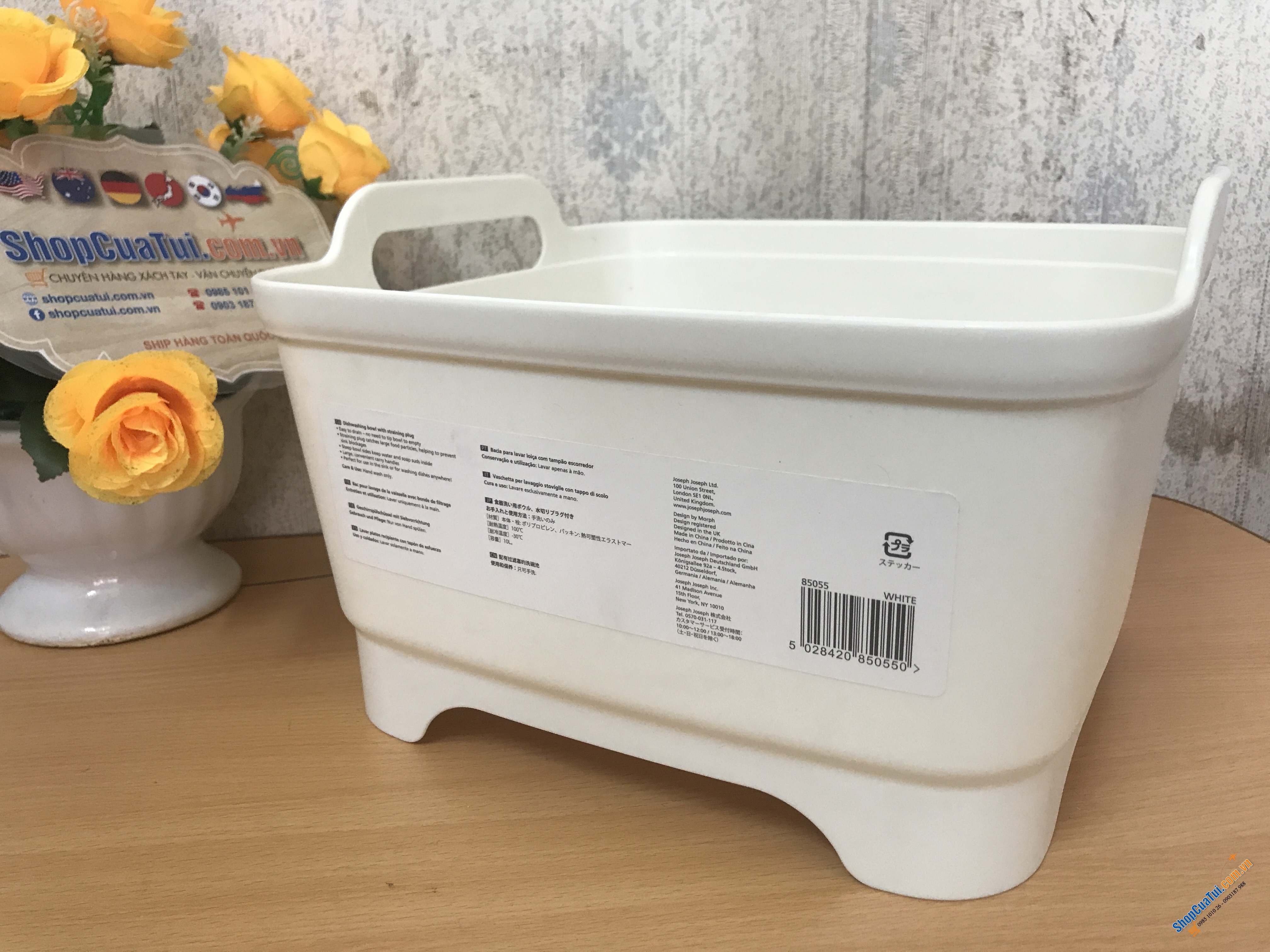 CHẬU RỬA THÔNG MINH JOSEPH JOSEPH MÀU TRẮNG - kích thước 31.1 x 30.5 x 20.3 cm, dung tích 8.9L
