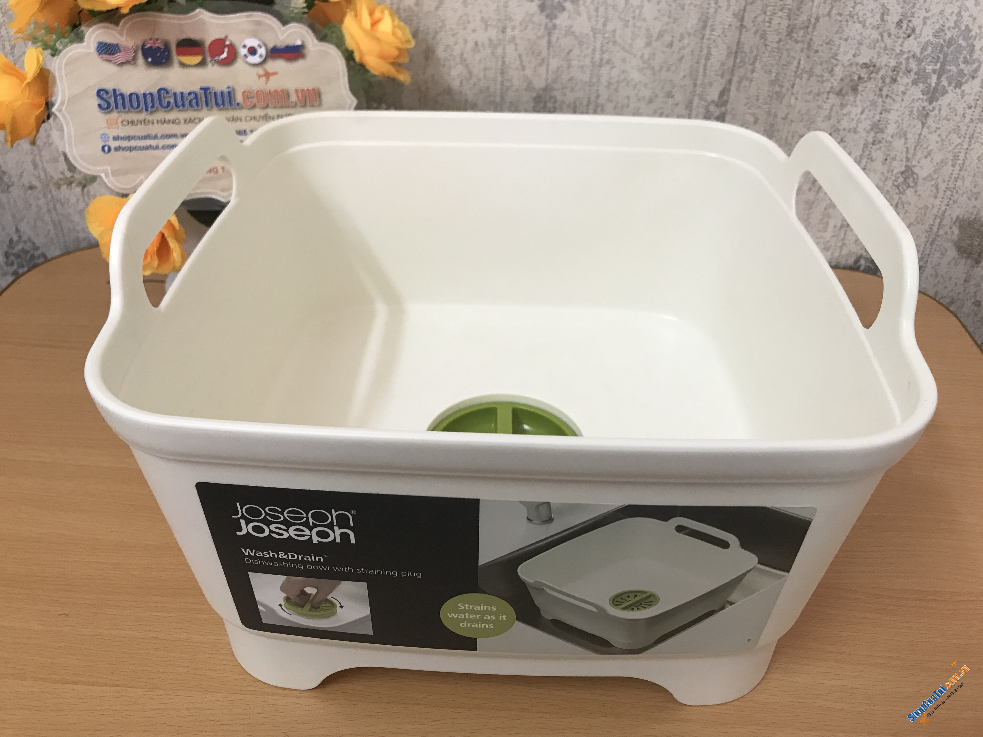 CHẬU RỬA THÔNG MINH JOSEPH JOSEPH MÀU TRẮNG - kích thước 31.1 x 30.5 x 20.3 cm, dung tích 8.9L