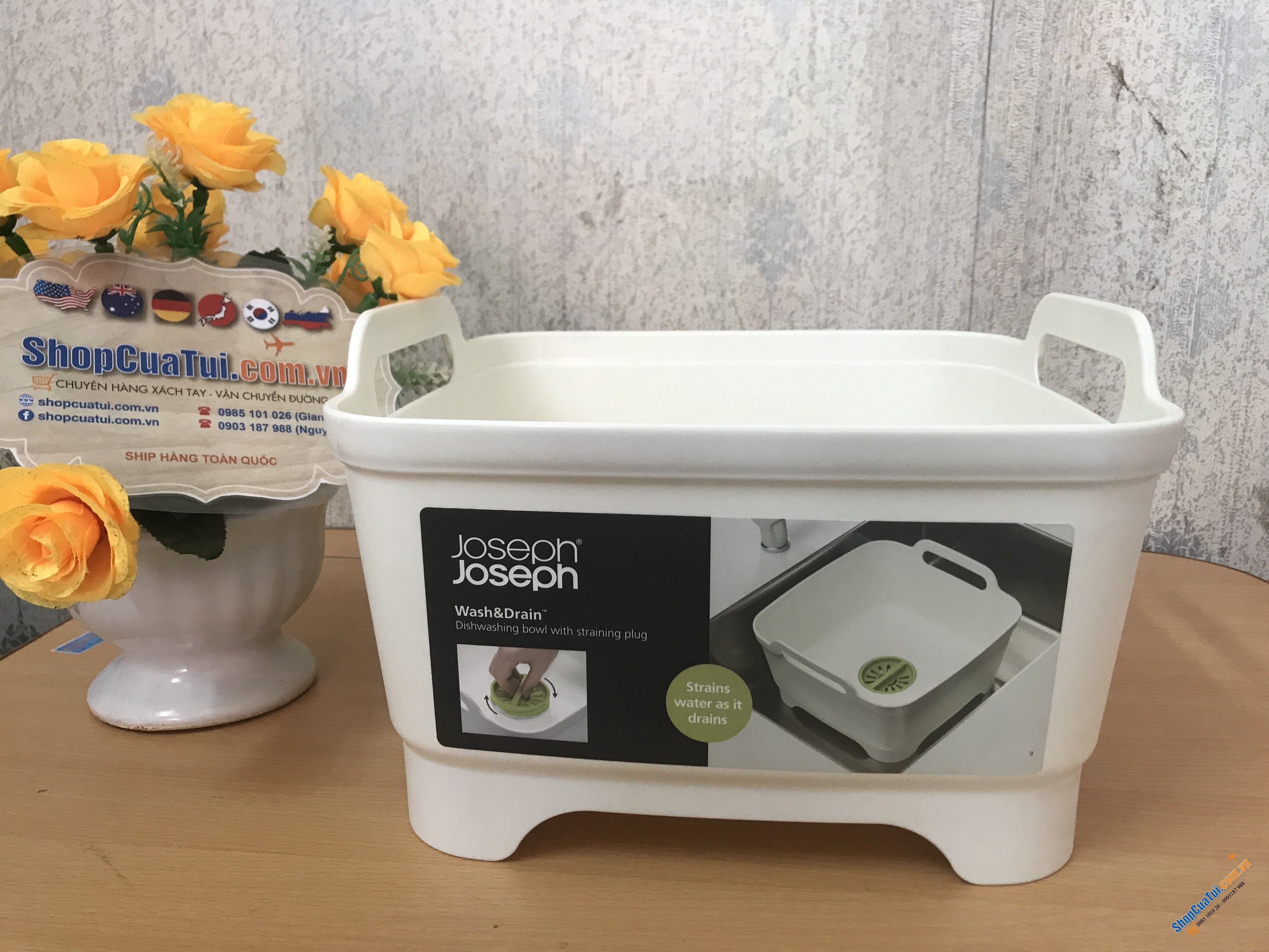 CHẬU RỬA THÔNG MINH JOSEPH JOSEPH MÀU TRẮNG - kích thước 31.1 x 30.5 x 20.3 cm, dung tích 8.9L