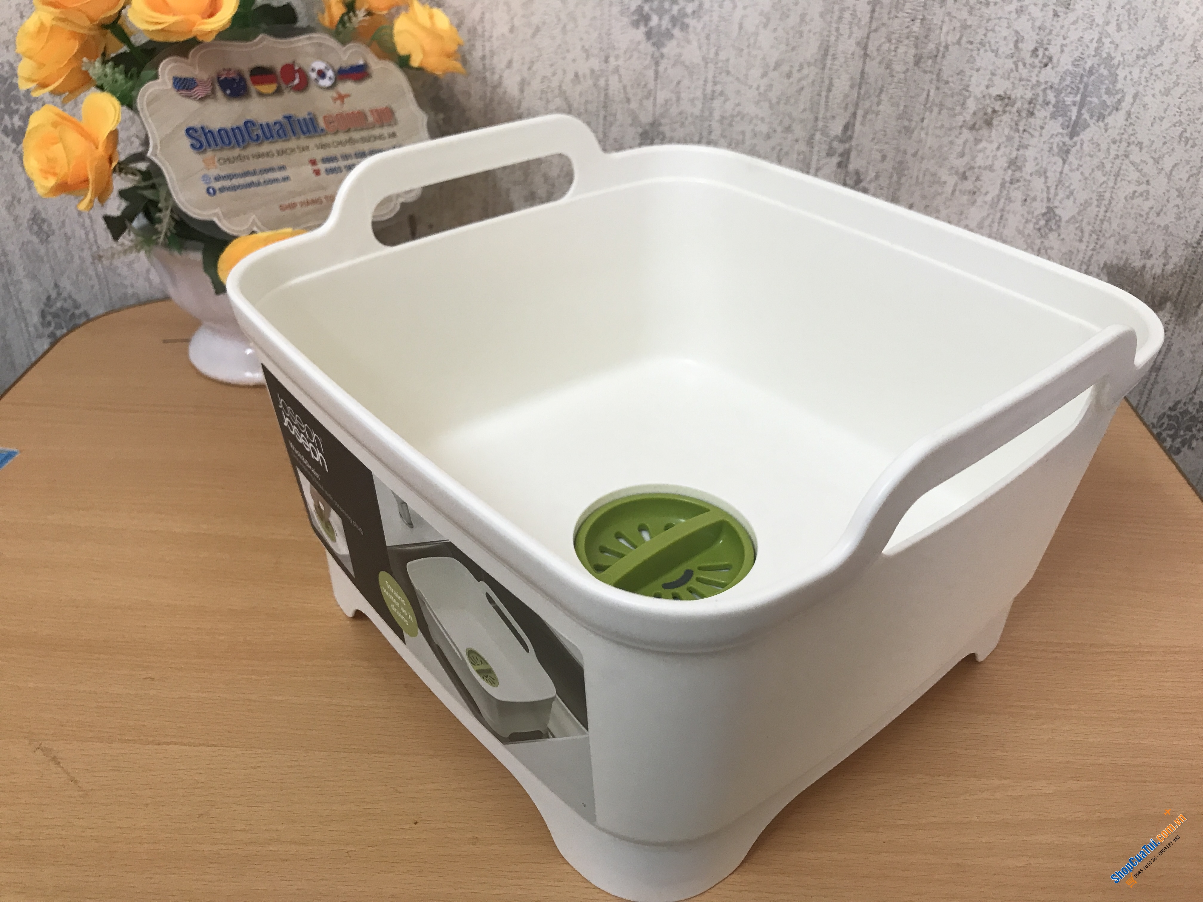 CHẬU RỬA THÔNG MINH JOSEPH JOSEPH MÀU TRẮNG - kích thước 31.1 x 30.5 x 20.3 cm, dung tích 8.9L
