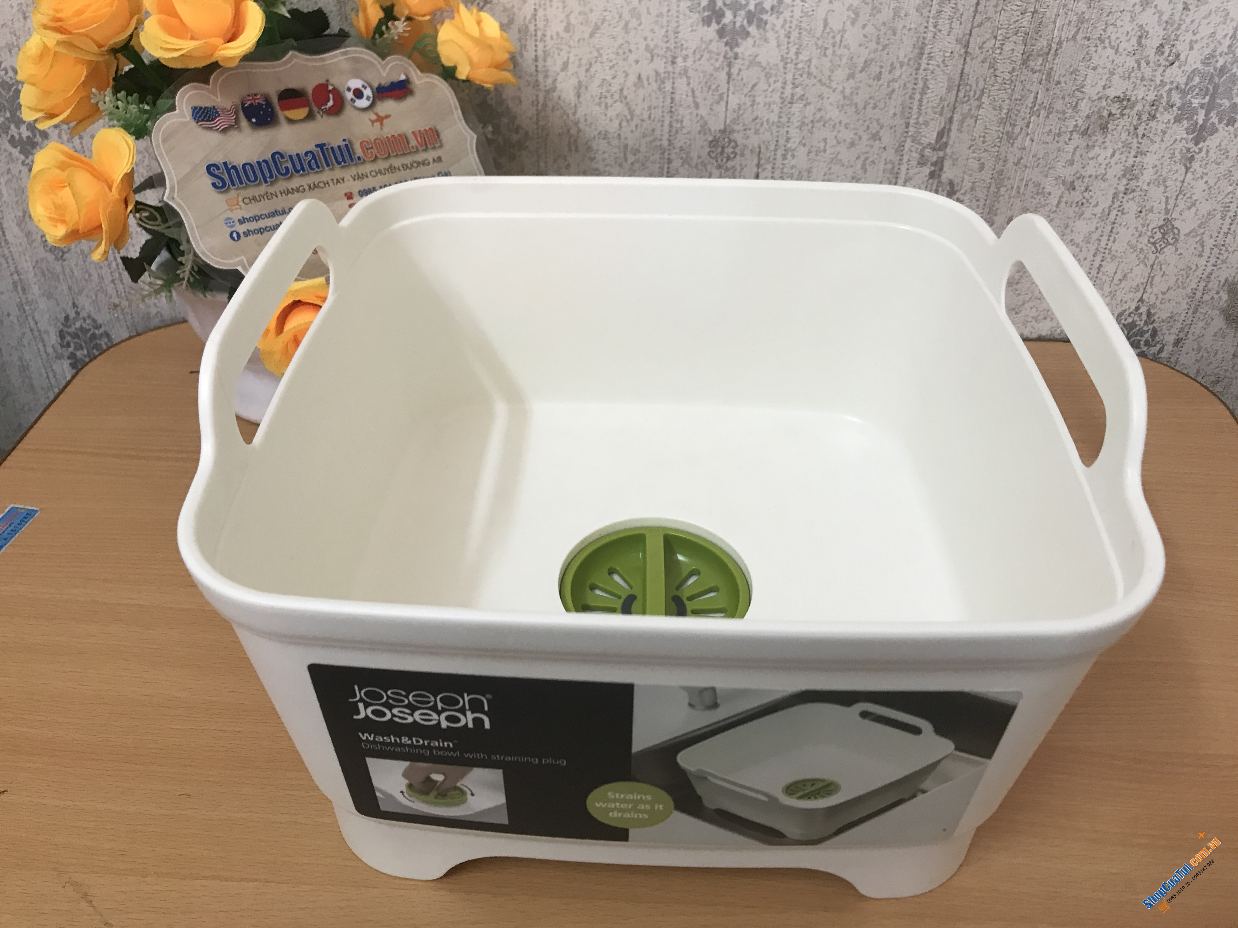 CHẬU RỬA THÔNG MINH JOSEPH JOSEPH MÀU TRẮNG - kích thước 31.1 x 30.5 x 20.3 cm, dung tích 8.9L