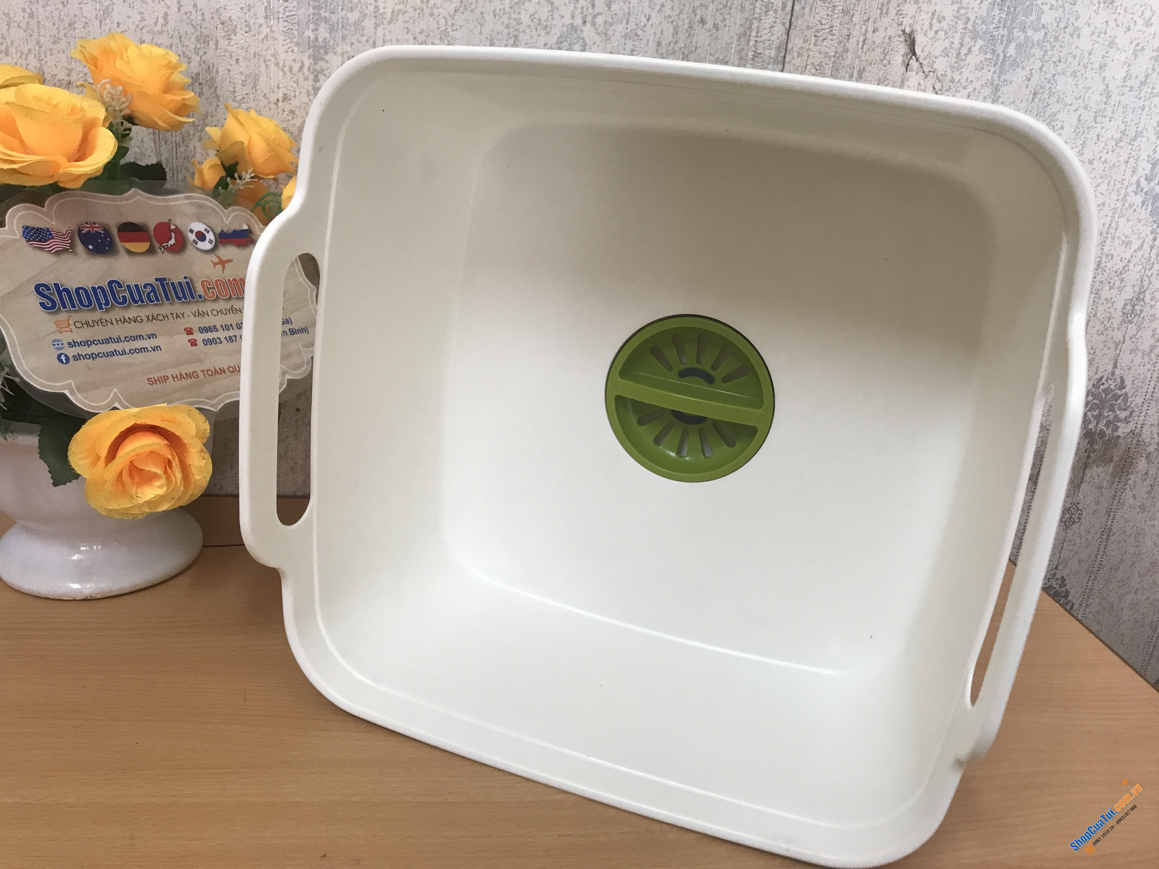 CHẬU RỬA THÔNG MINH JOSEPH JOSEPH MÀU TRẮNG - kích thước 31.1 x 30.5 x 20.3 cm, dung tích 8.9L