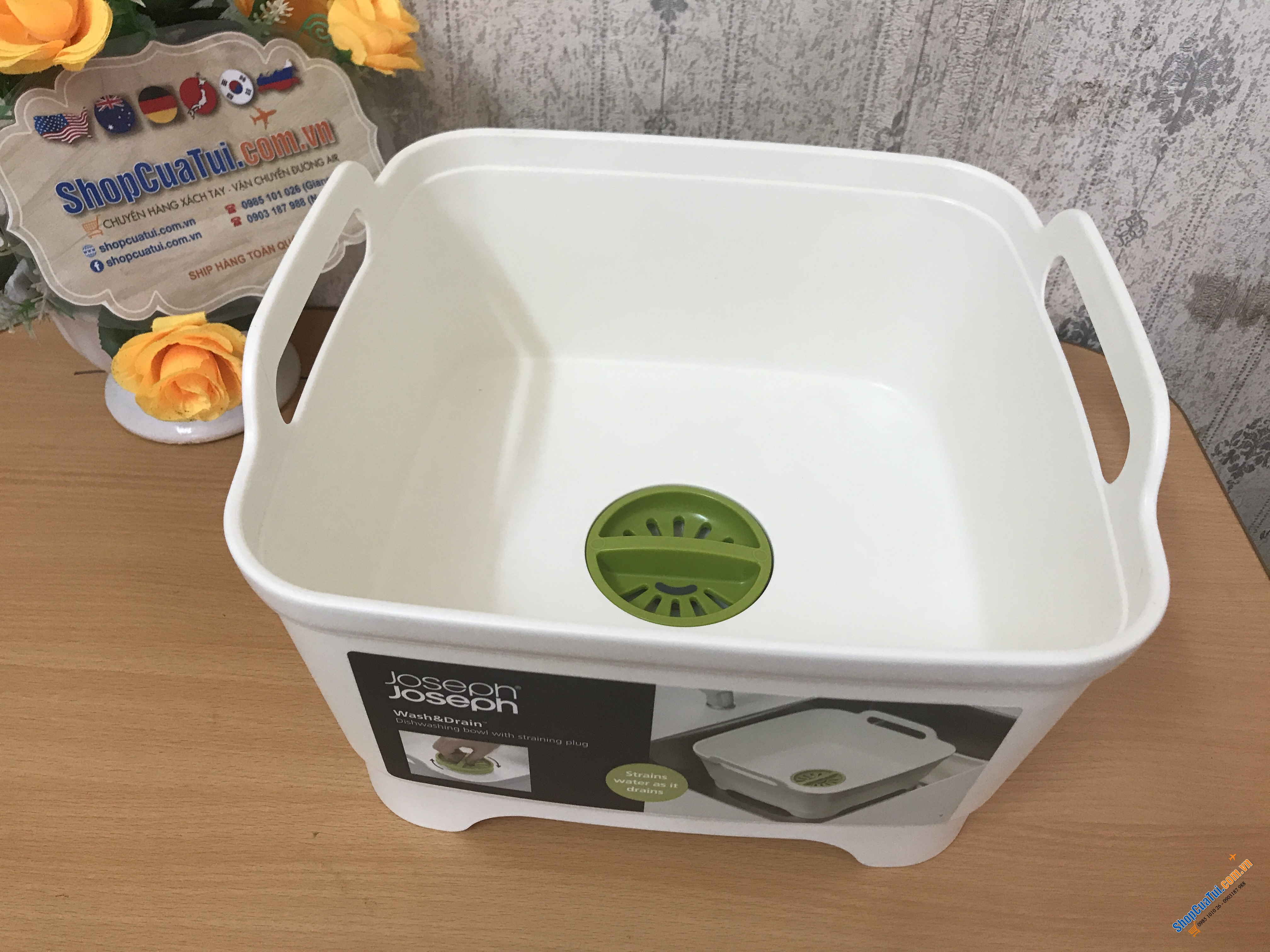 CHẬU RỬA THÔNG MINH JOSEPH JOSEPH MÀU TRẮNG - kích thước 31.1 x 30.5 x 20.3 cm, dung tích 8.9L