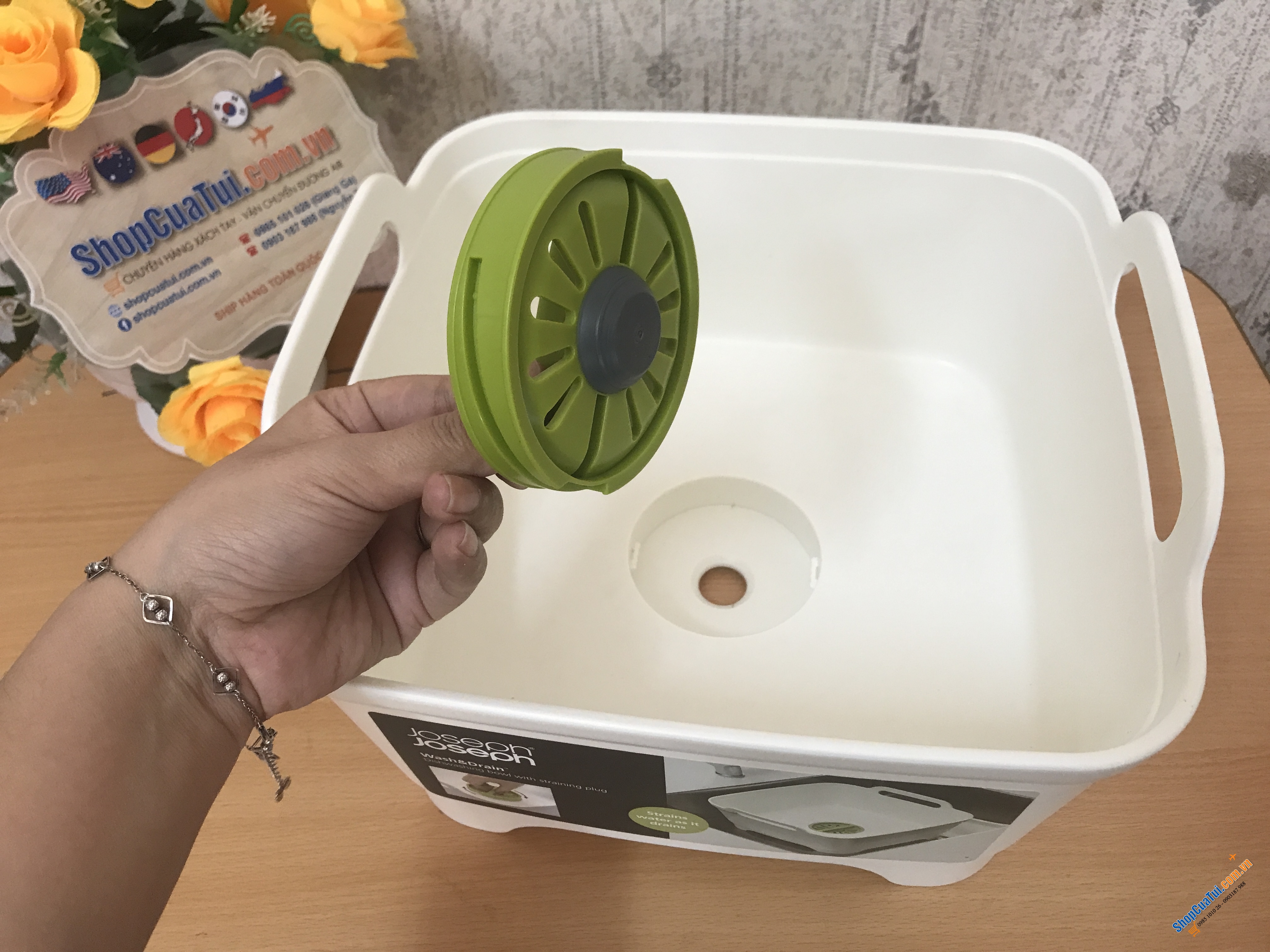 CHẬU RỬA THÔNG MINH JOSEPH JOSEPH MÀU TRẮNG - kích thước 31.1 x 30.5 x 20.3 cm, dung tích 8.9L