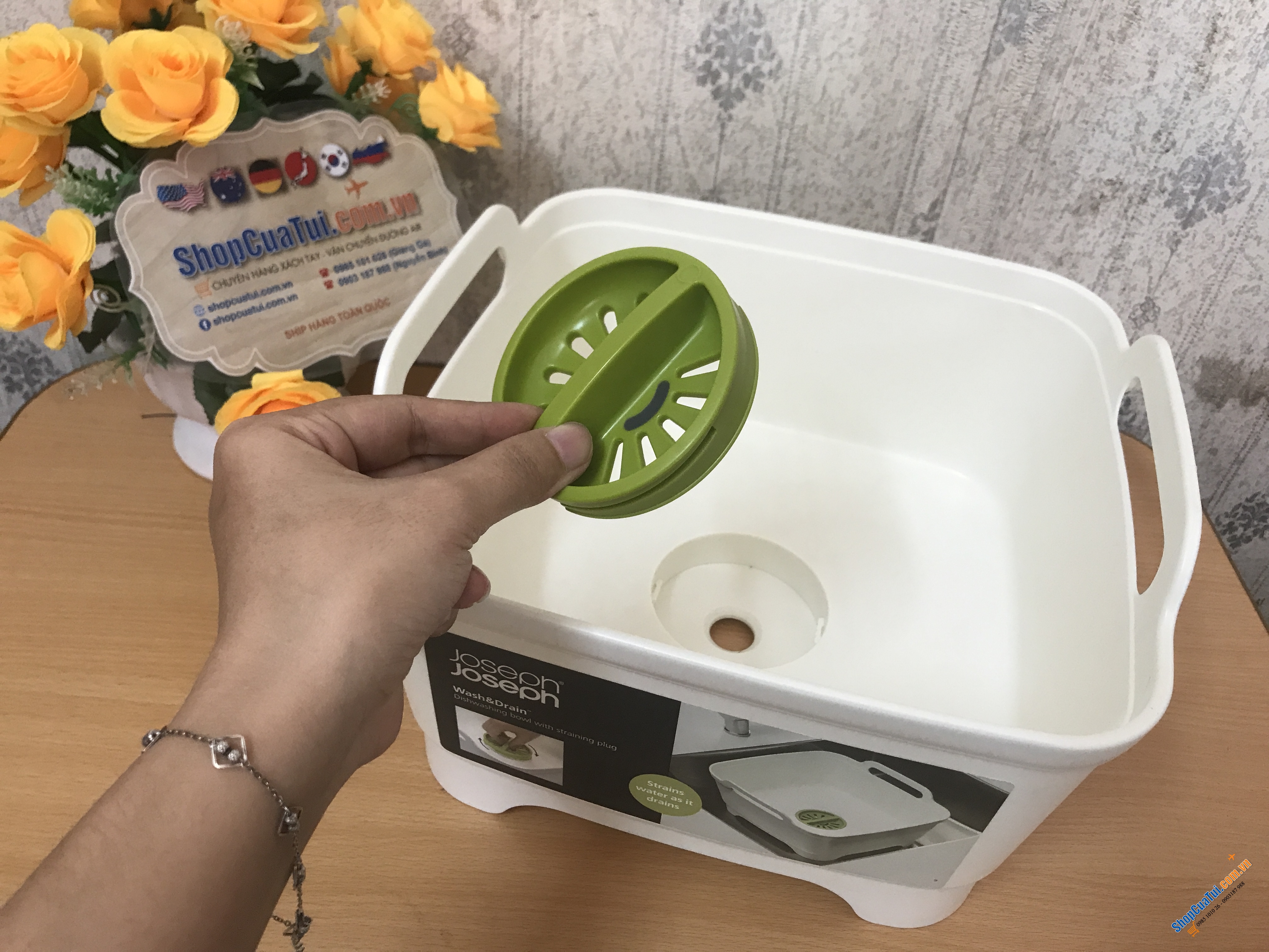 CHẬU RỬA THÔNG MINH JOSEPH JOSEPH MÀU TRẮNG - kích thước 31.1 x 30.5 x 20.3 cm, dung tích 8.9L