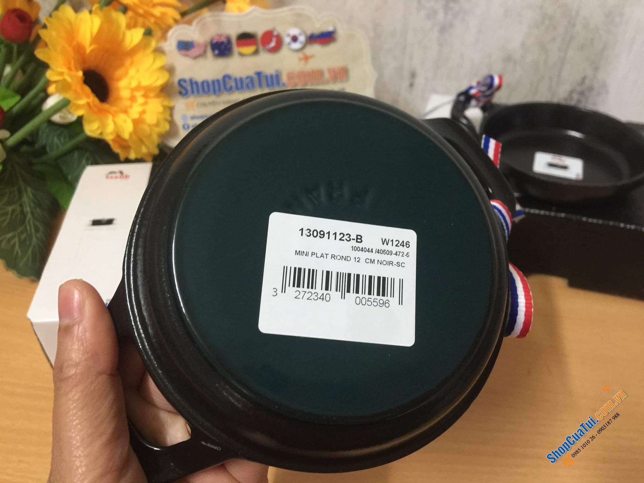 CHẢO GANG, CHẢO STAUB- KHAY NƯỚNG BỎ LÒ 12 CM  Made in France- MÀU Đen