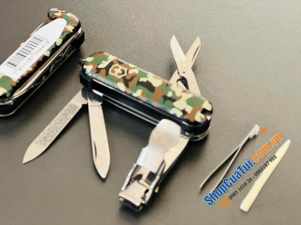 Bấm móng tay - Dụng Cụ Đa Năng Bỏ Túi 6 công năng Victorinox rằn ri/ hoa trắng đỏ.