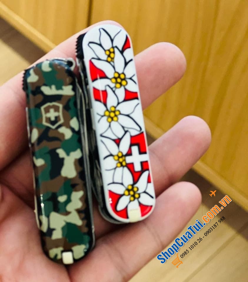 Bấm móng tay - Dụng Cụ Đa Năng Bỏ Túi 6 công năng Victorinox rằn ri/ hoa trắng đỏ.