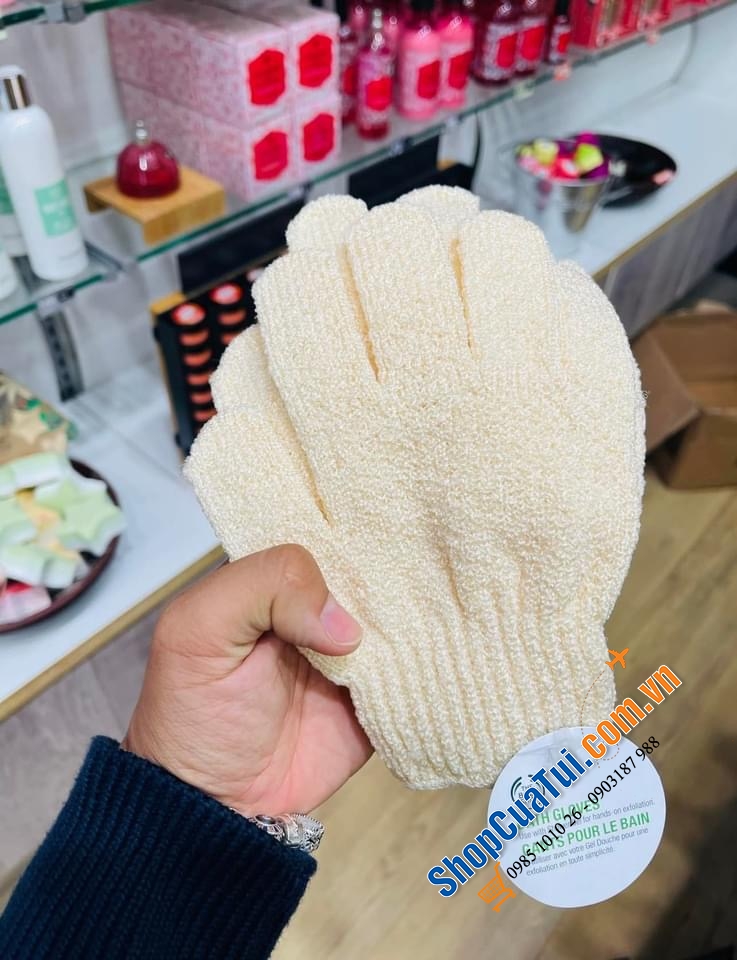 GĂNG TAY TẮM MASSAGE VÀ TẨY TẾ BÀO CHẾT THE BODY SHOP (1 ĐÔI 2 CHIẾC).