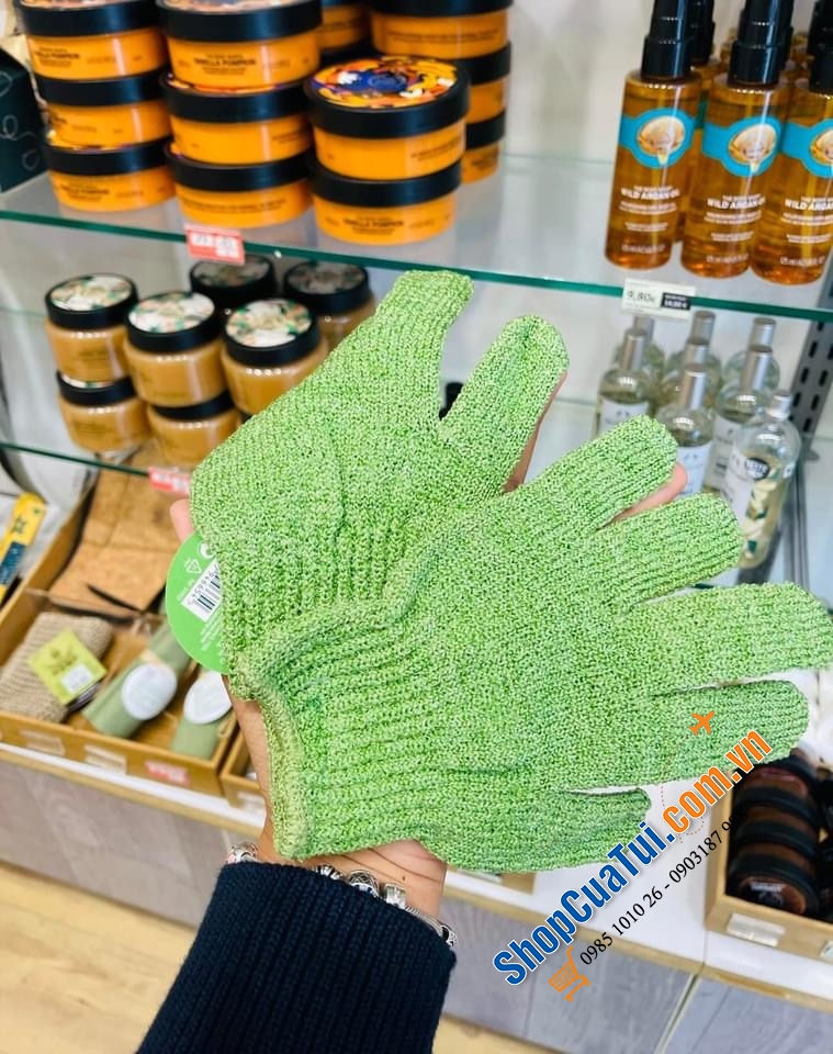 GĂNG TAY TẮM MASSAGE VÀ TẨY TẾ BÀO CHẾT THE BODY SHOP (1 ĐÔI 2 CHIẾC).