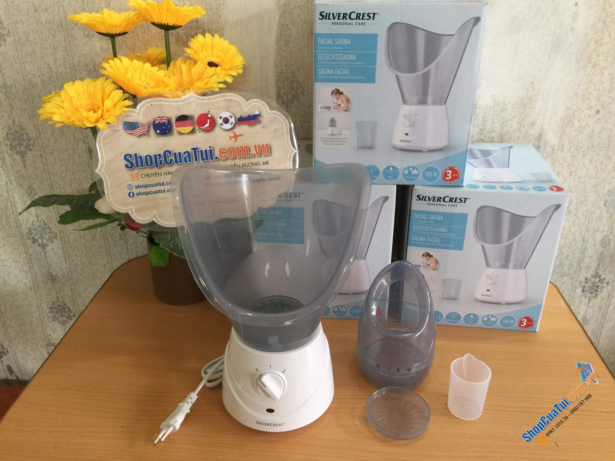 Máy Xông mặt, mũi Silvercrest - chăm sóc da mặt tự nhiên tại nhà ( hàng nội địa Đức) - màu xám