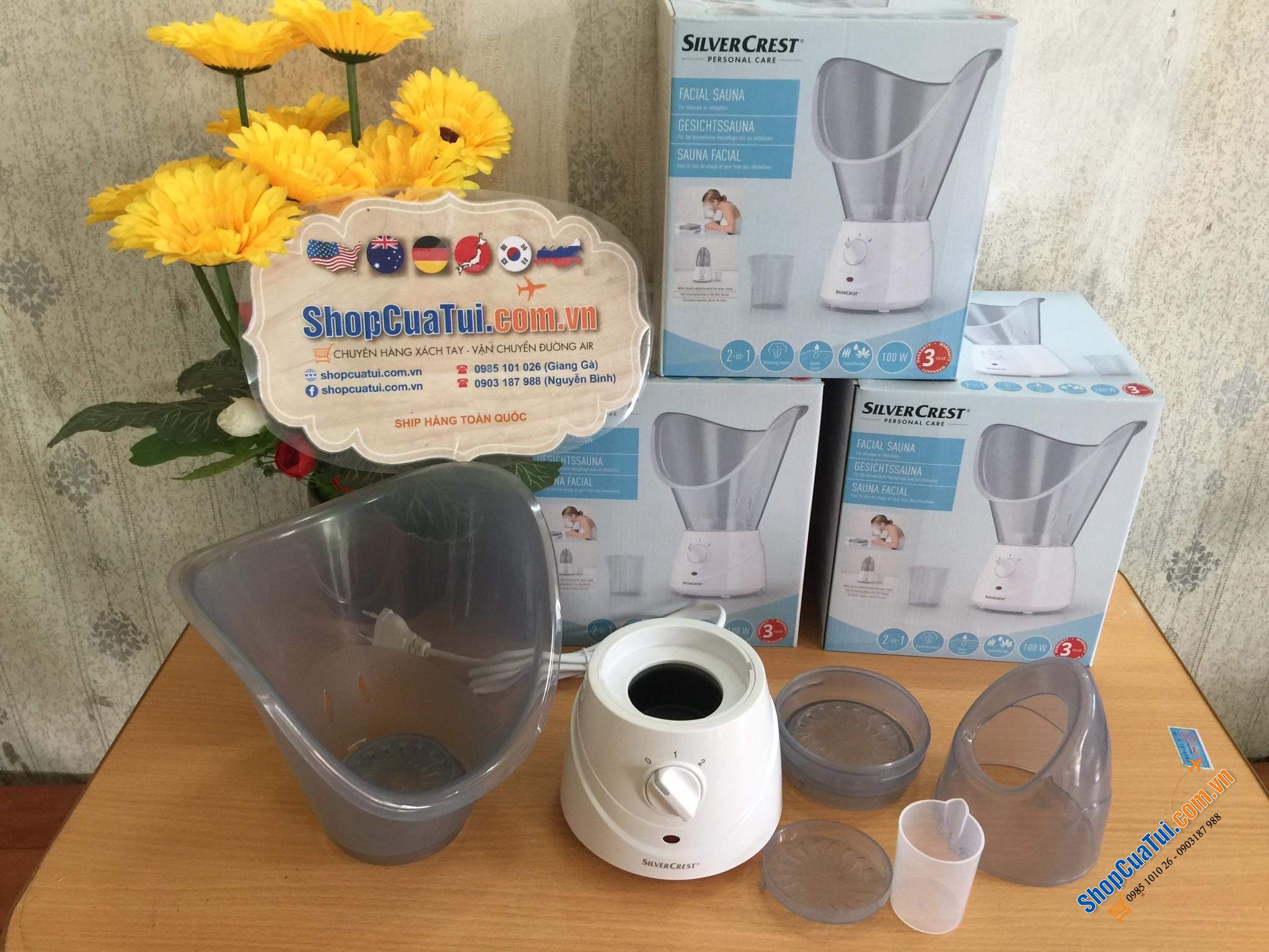 Máy Xông mặt, mũi Silvercrest - chăm sóc da mặt tự nhiên tại nhà ( hàng nội địa Đức) - màu xám