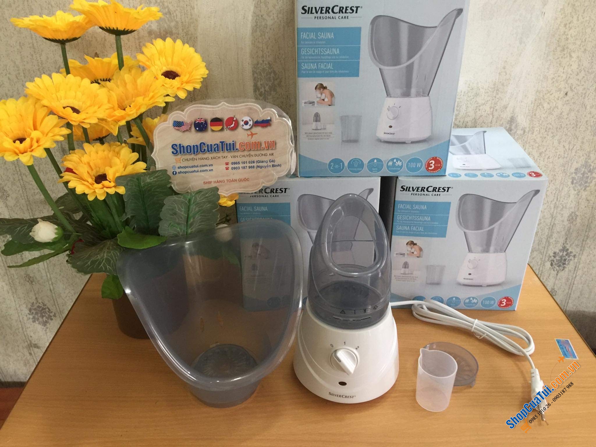 Máy Xông mặt, mũi Silvercrest - chăm sóc da mặt tự nhiên tại nhà ( hàng nội địa Đức) - màu xám