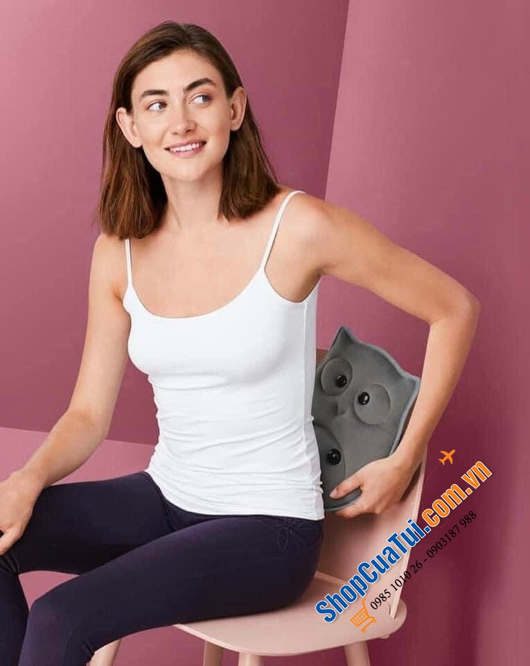 GỐI RUNG MASSAGE CÚ MÈO - HÀNG NỘI ĐỊA ĐỨC màu xám